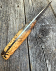Drop-Point Harvester— Buckeye Burl & Brass