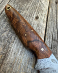 Drop-Point Harvester— Spalted Dark Maple & Brass