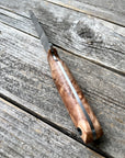 Drop-Point Harvester— Maple Burl & Linen Micarta
