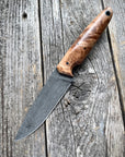 Drop-Point Harvester— Maple Burl & Linen Micarta