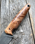 Drop-Point Harvester— Maple Burl & Linen Micarta