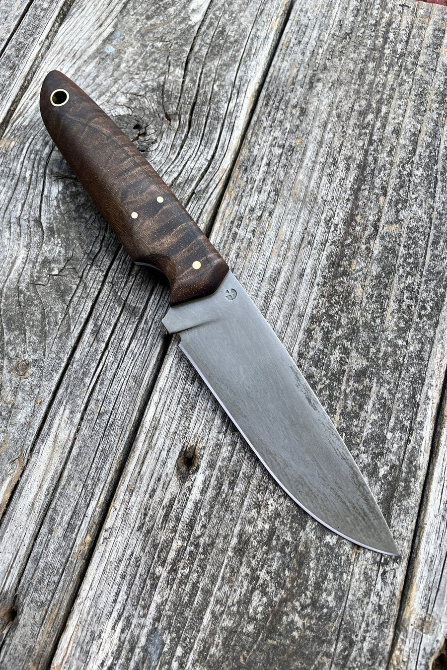 The Drop-Point Harvester knife. Carbon steel harvest knife. Handmade in the USA. Redroot Blades.