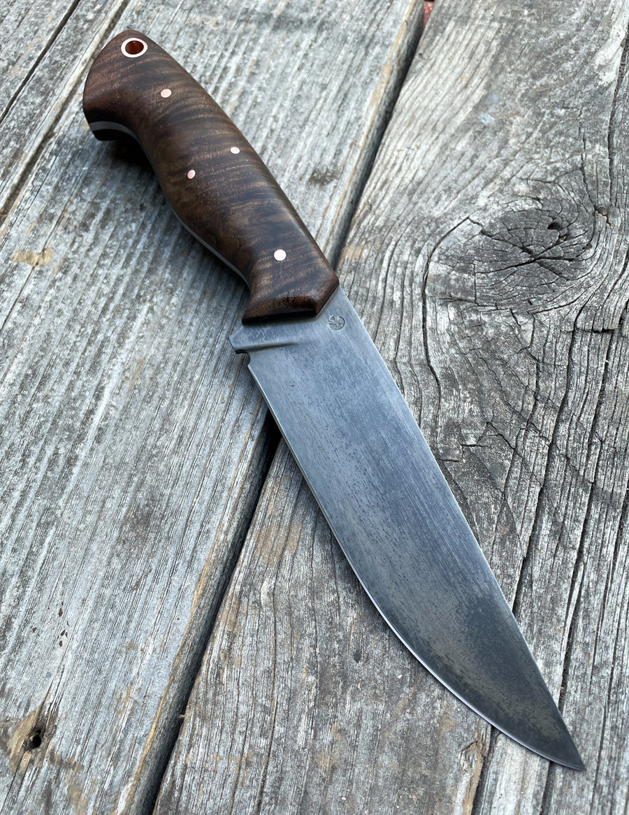 Prometheus Hunter knife. Carbon steel hunting knife. Handmade in the USA. Redroot Blades.