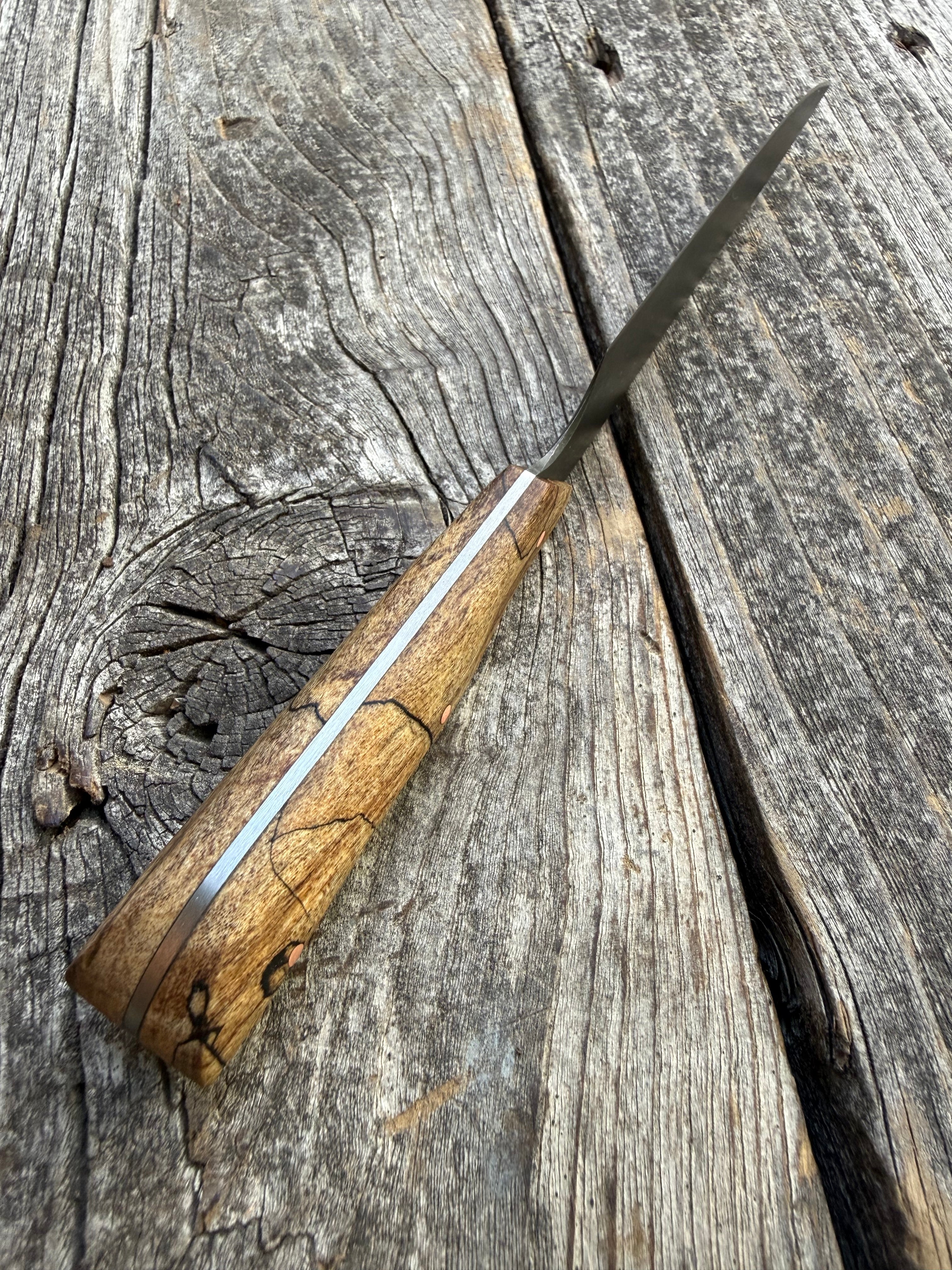 Western Paring Knife 3.75" —  Spalted Maple & Brass