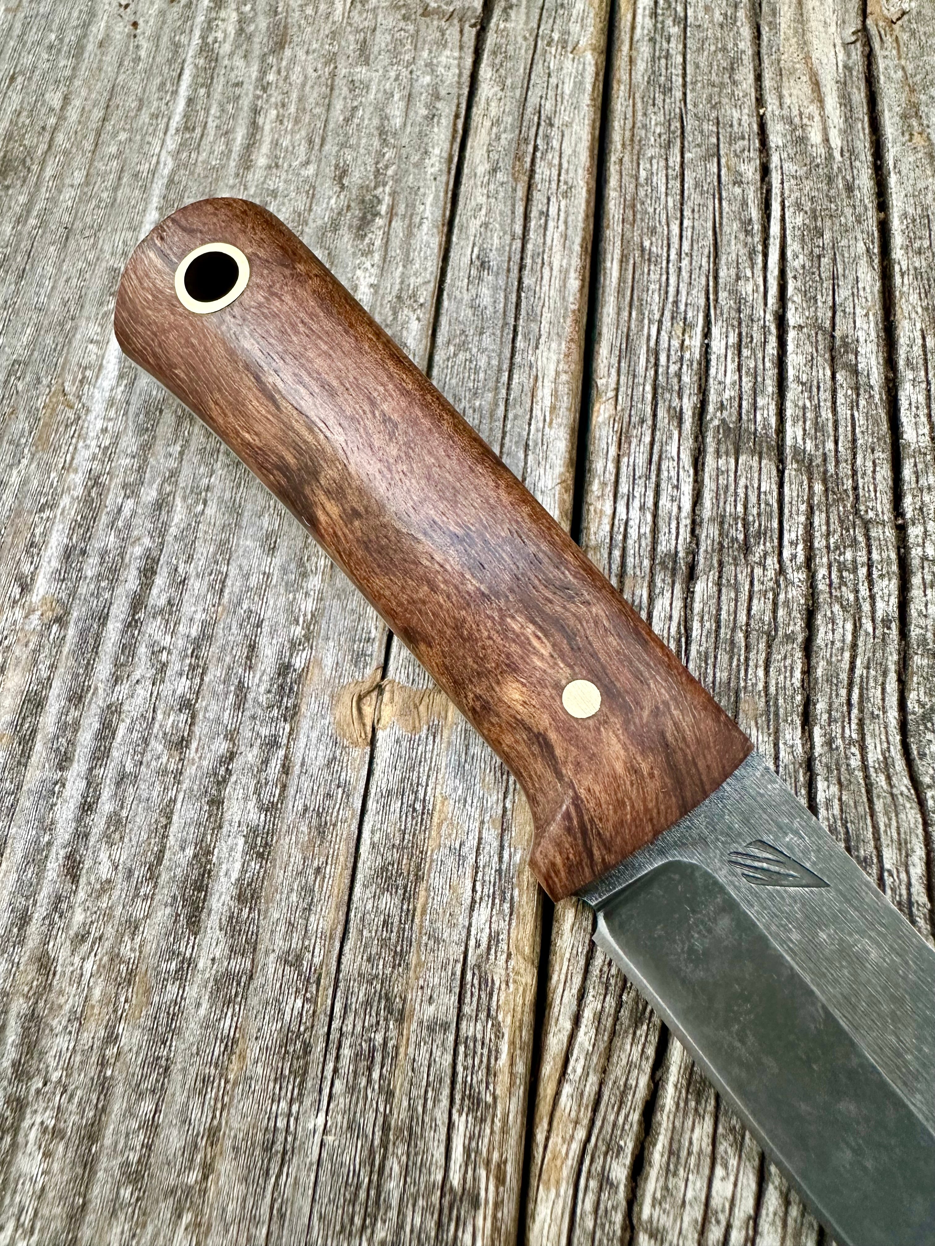 Survival Scout Knife — Maple Root & Brass