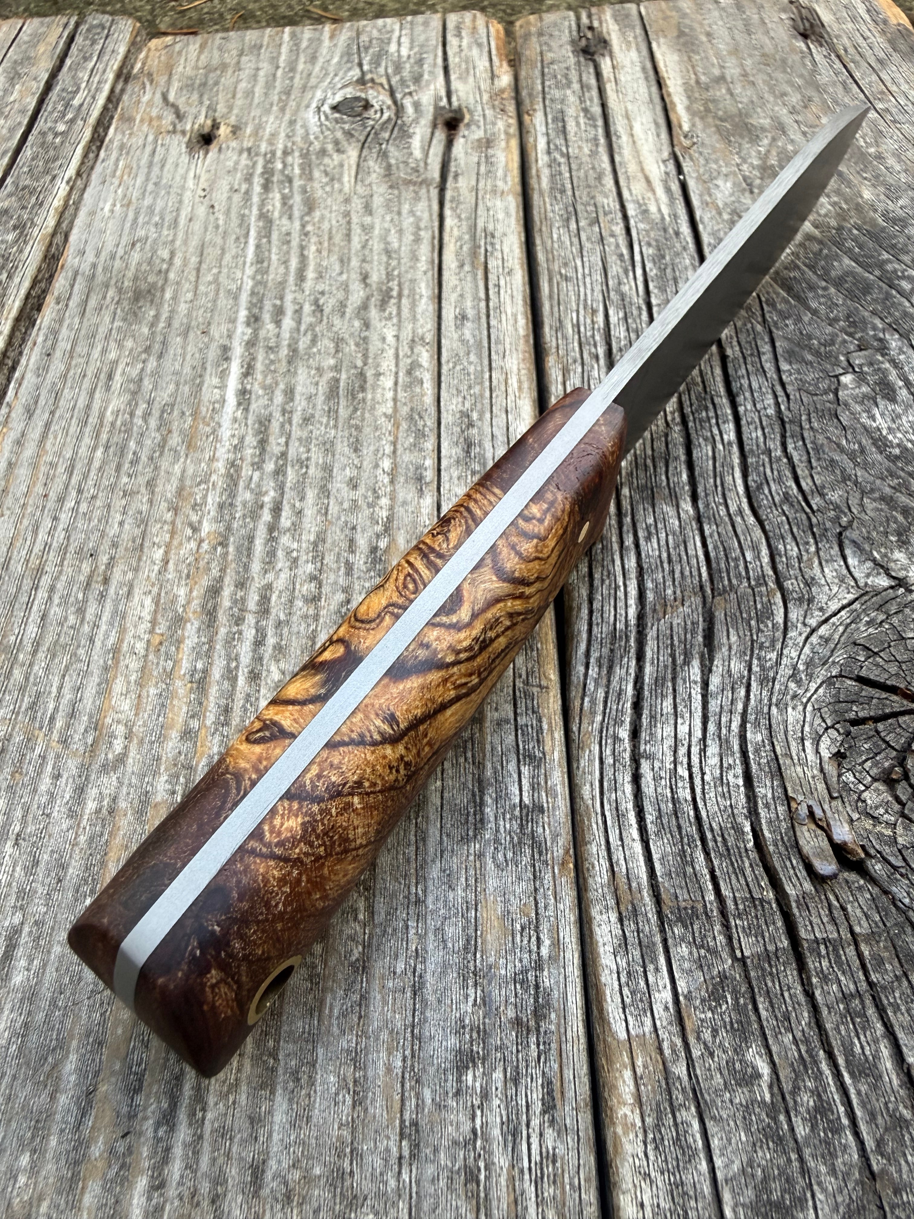 Long Scout Knife— Ambrosia Maple & Brass