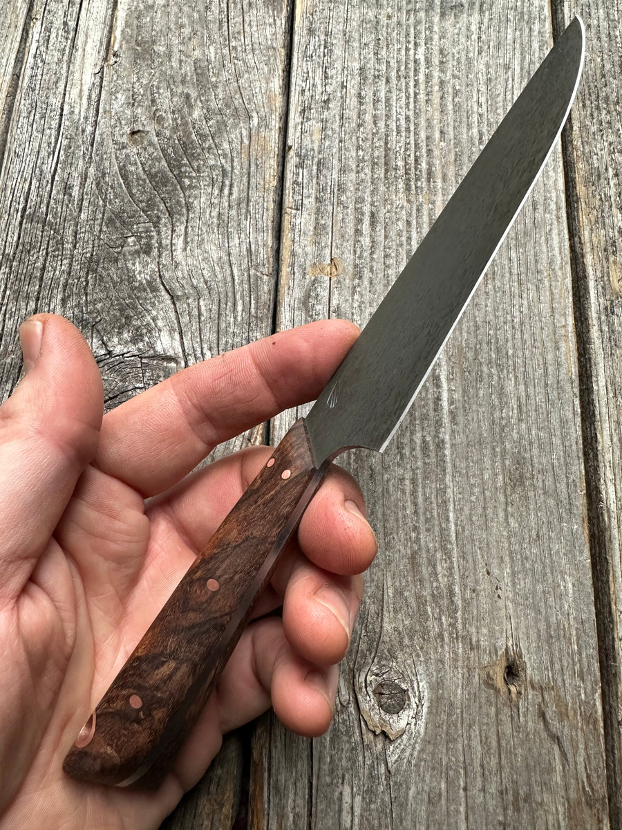 Western Kitchen Petty Knife — Walnut Burl & Copper