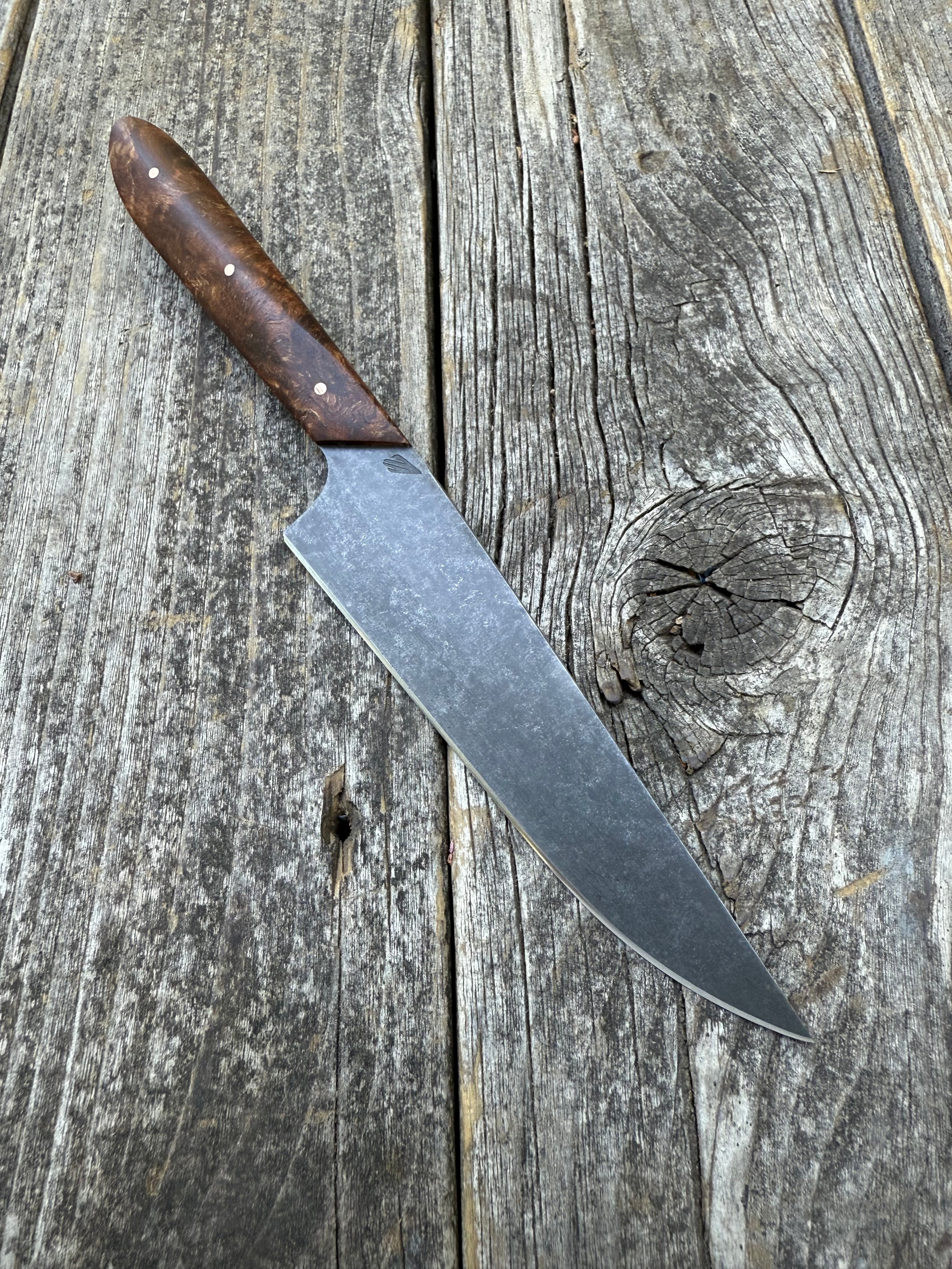 Western Kitchen Petty Knife — Ambrosia Maple Burl & Copper