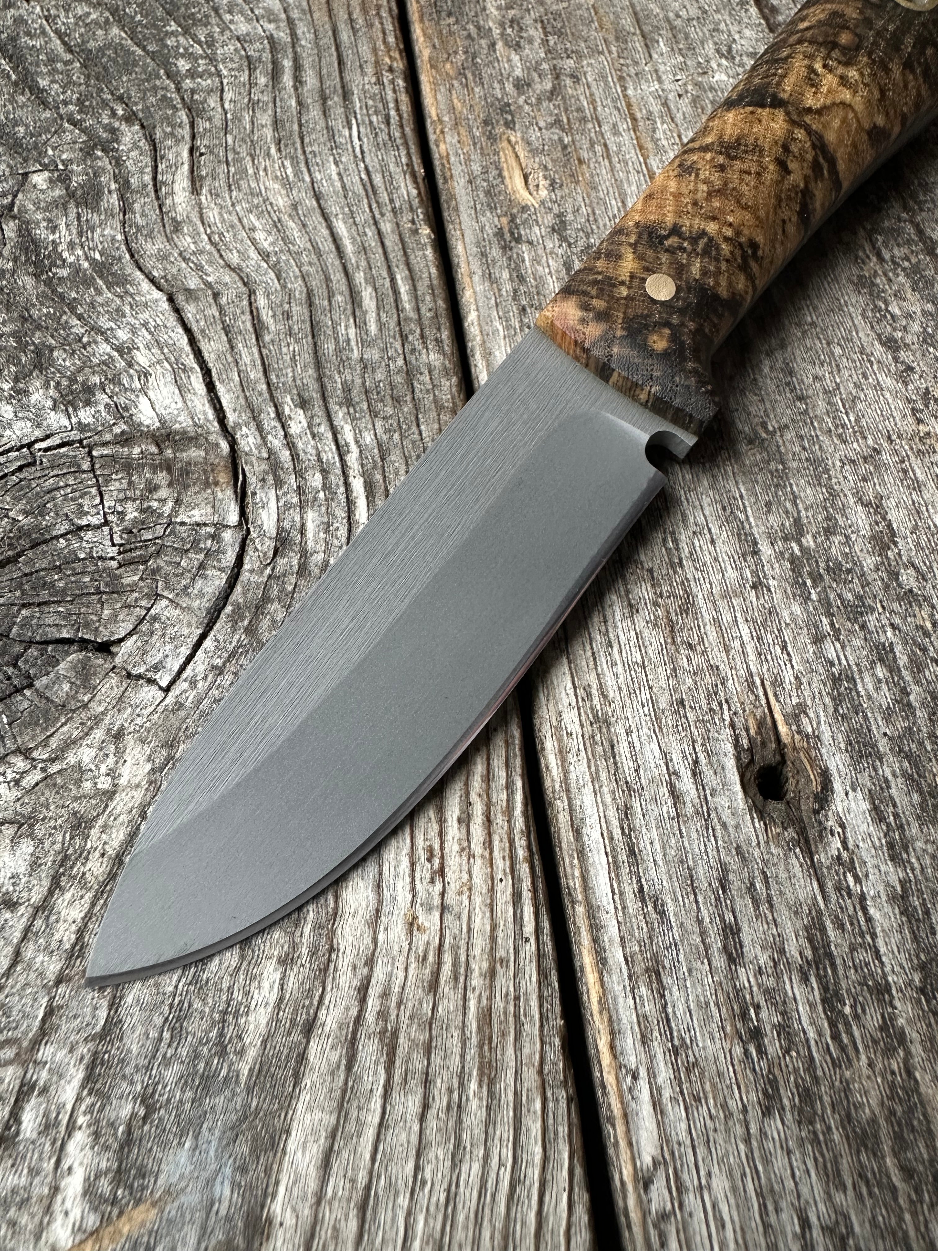 Survival Scout Knife — Spalted Maple & Brass