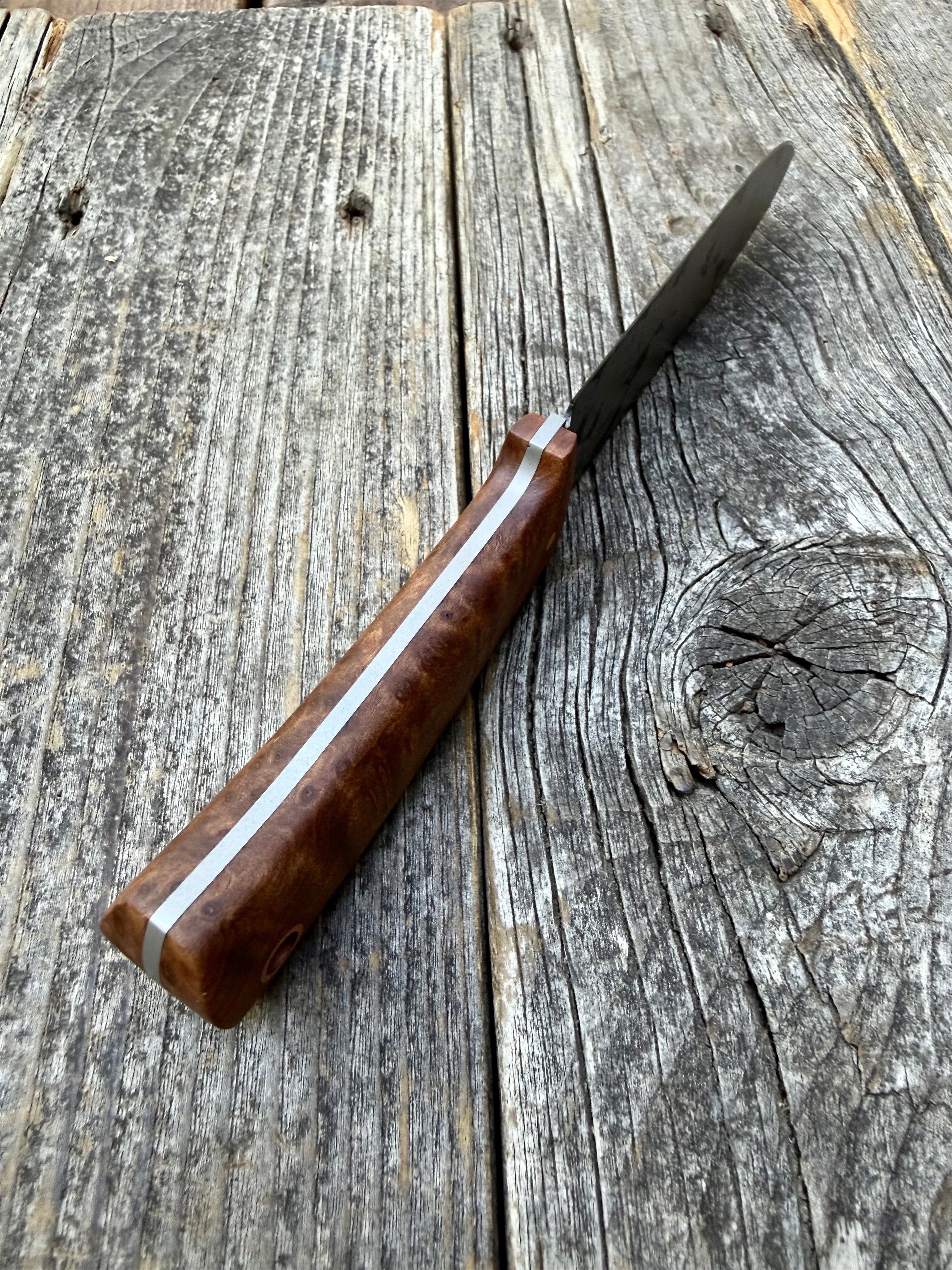 Long Scout Knife — Redwood Burl & Copper