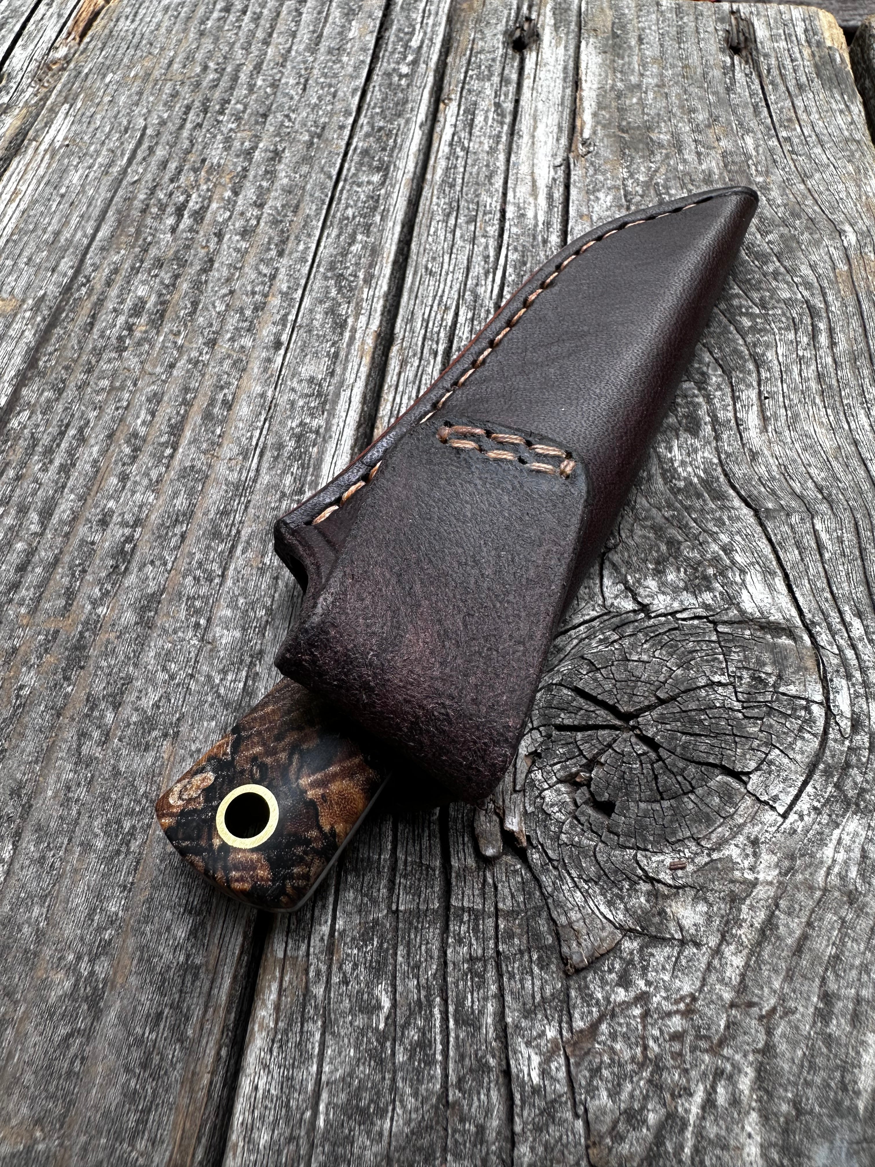 Survival Scout Knife — Spalted Maple & Brass