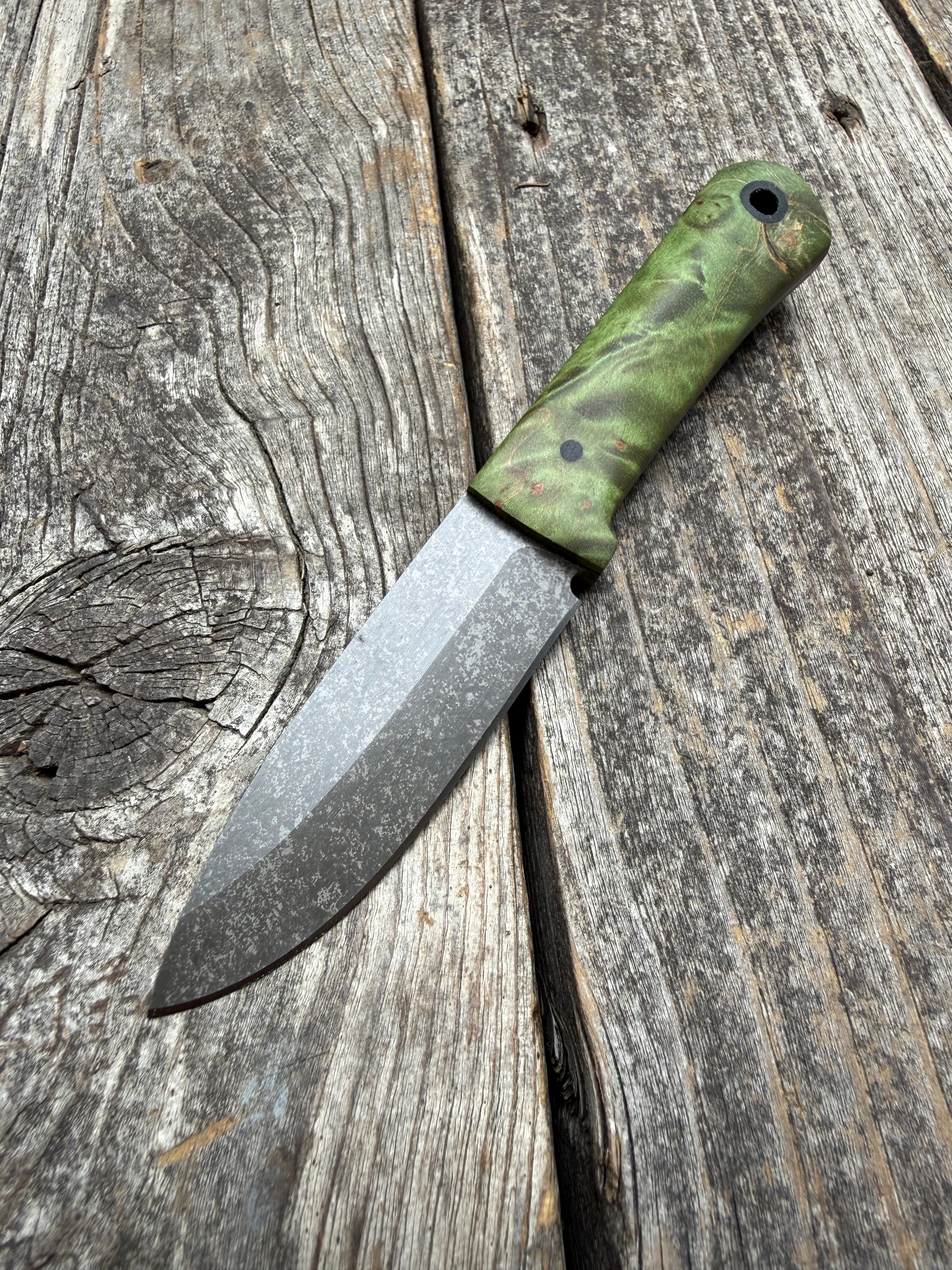 Survival Scout Knife — Maple Burl & Linen