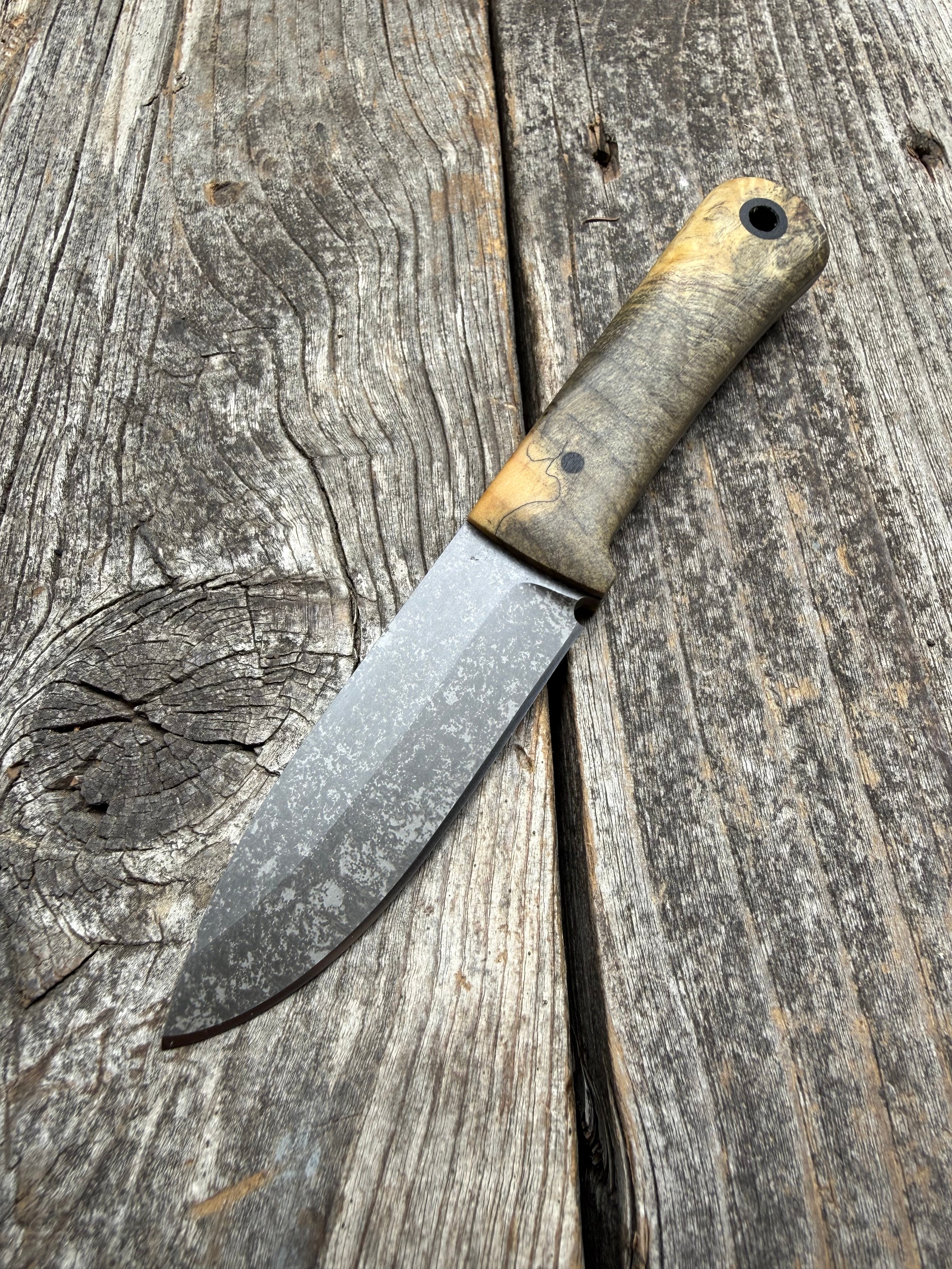 Survival Scout Knife — Spalted Buckeye & Linen