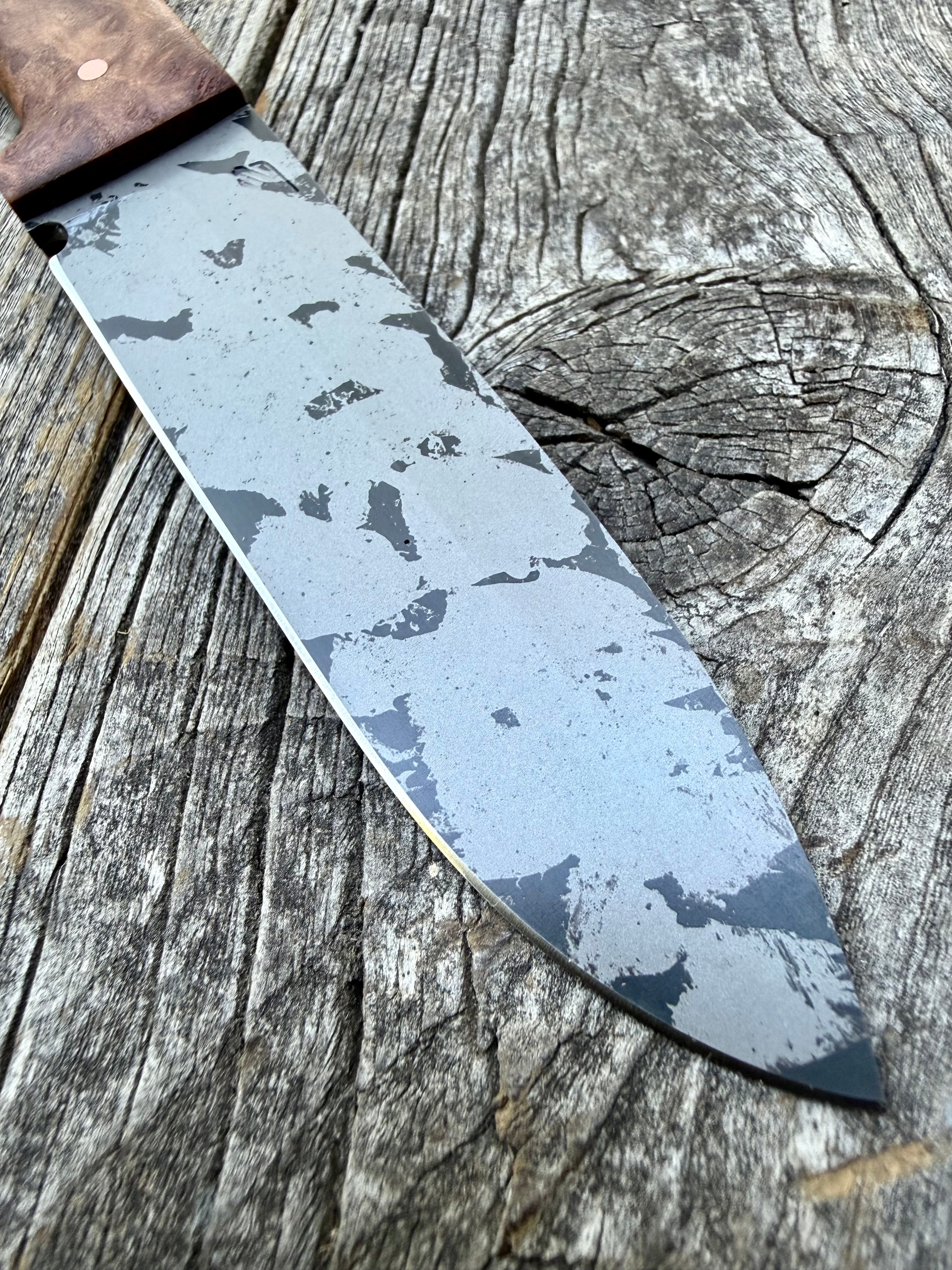 Long Scout Knife — Redwood Burl & Copper
