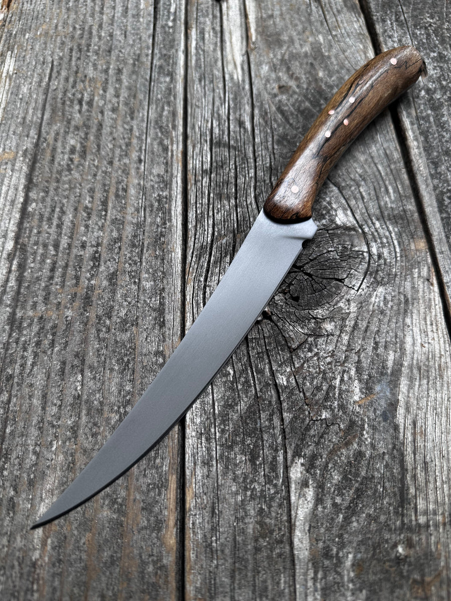 Mattei’s Boning/Fillet knife 6" — (Rigid) Spalted Maple & Brass