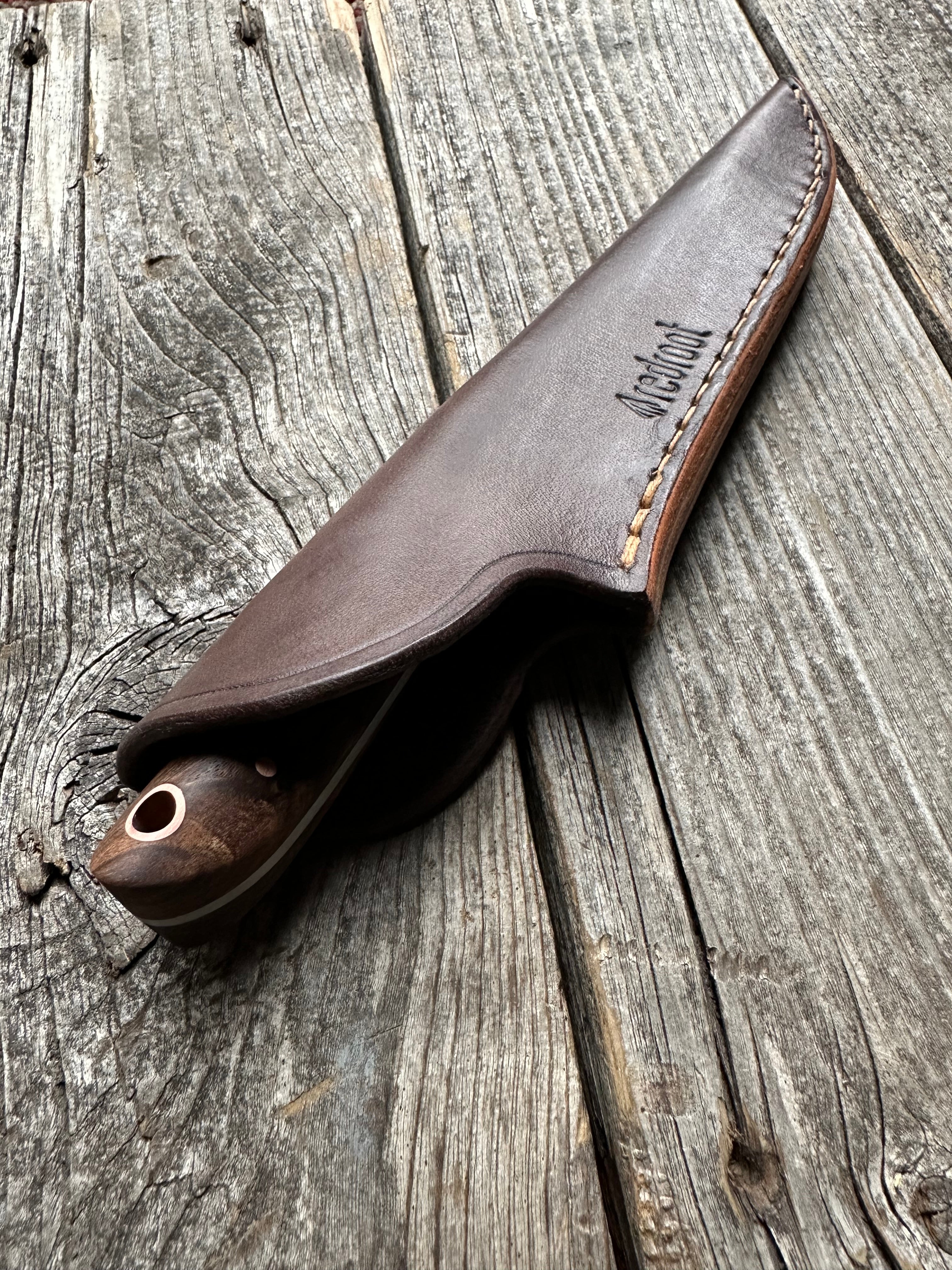 Western Kitchen Petty Knife — dyed Maple Burl & Linen Micarta