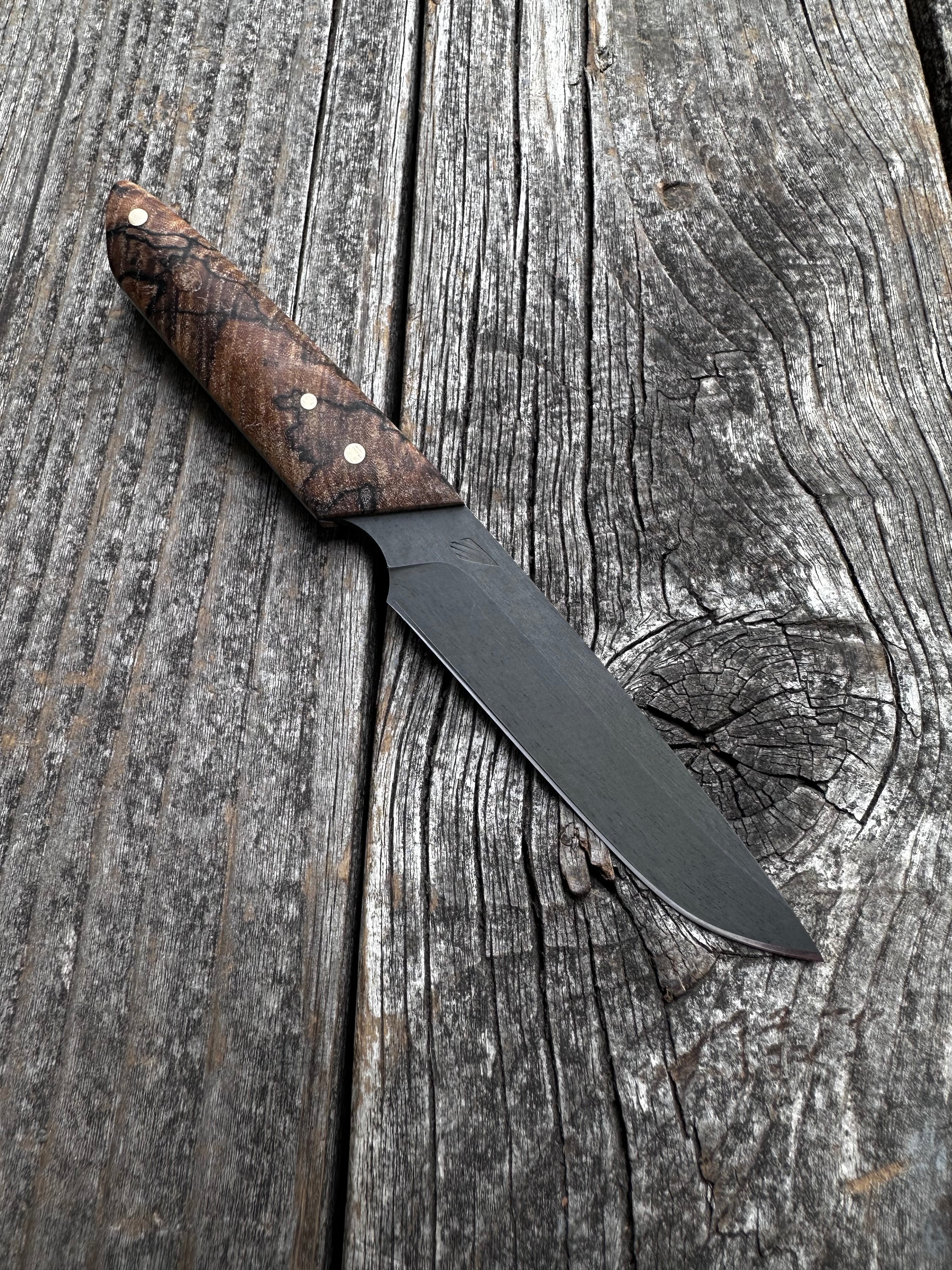 Ocelot Pocket EDC knife — Spalted Maple & Brass