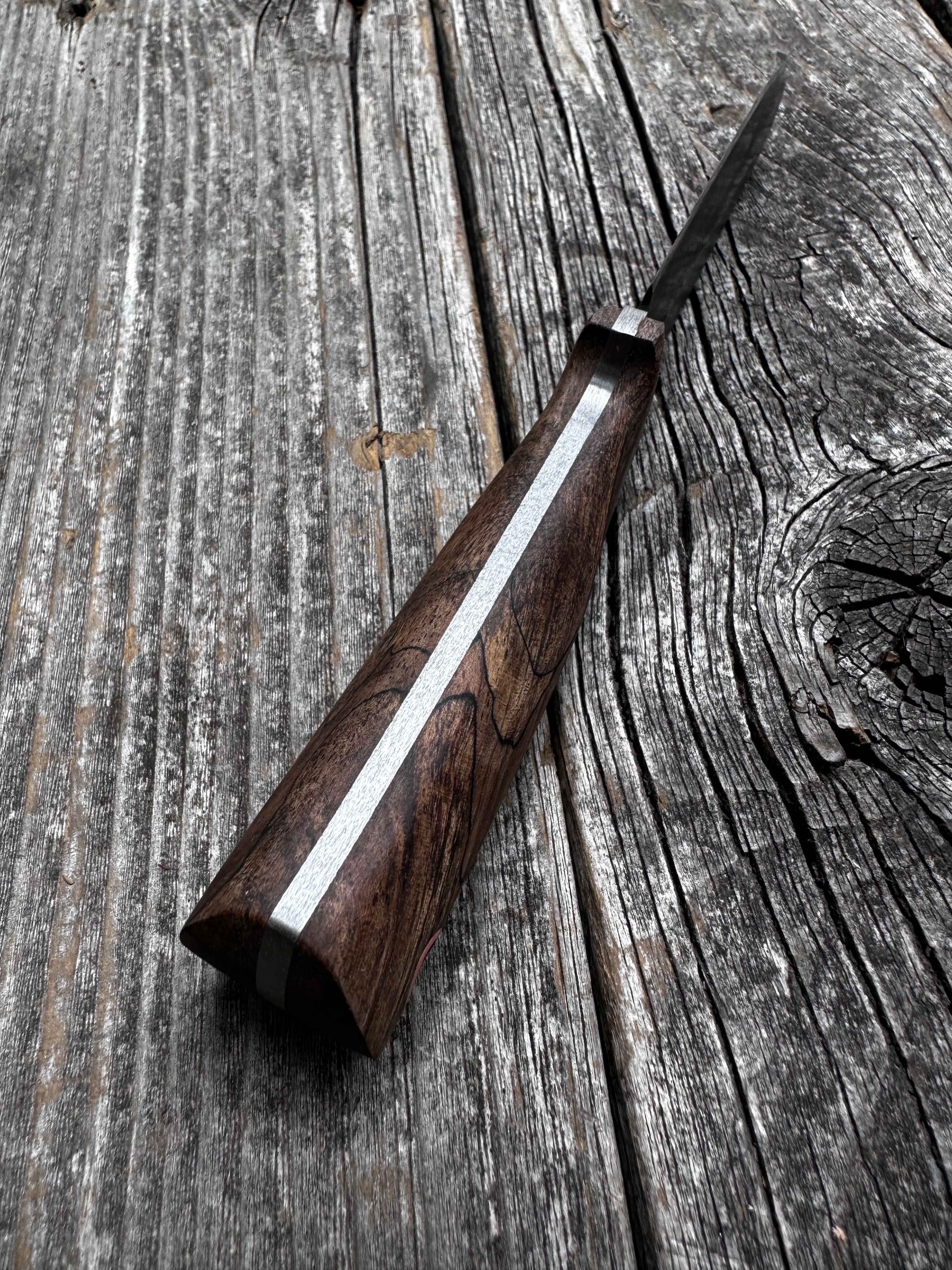 Mountain Scout Knife — Dark Spalted Maple & Copper