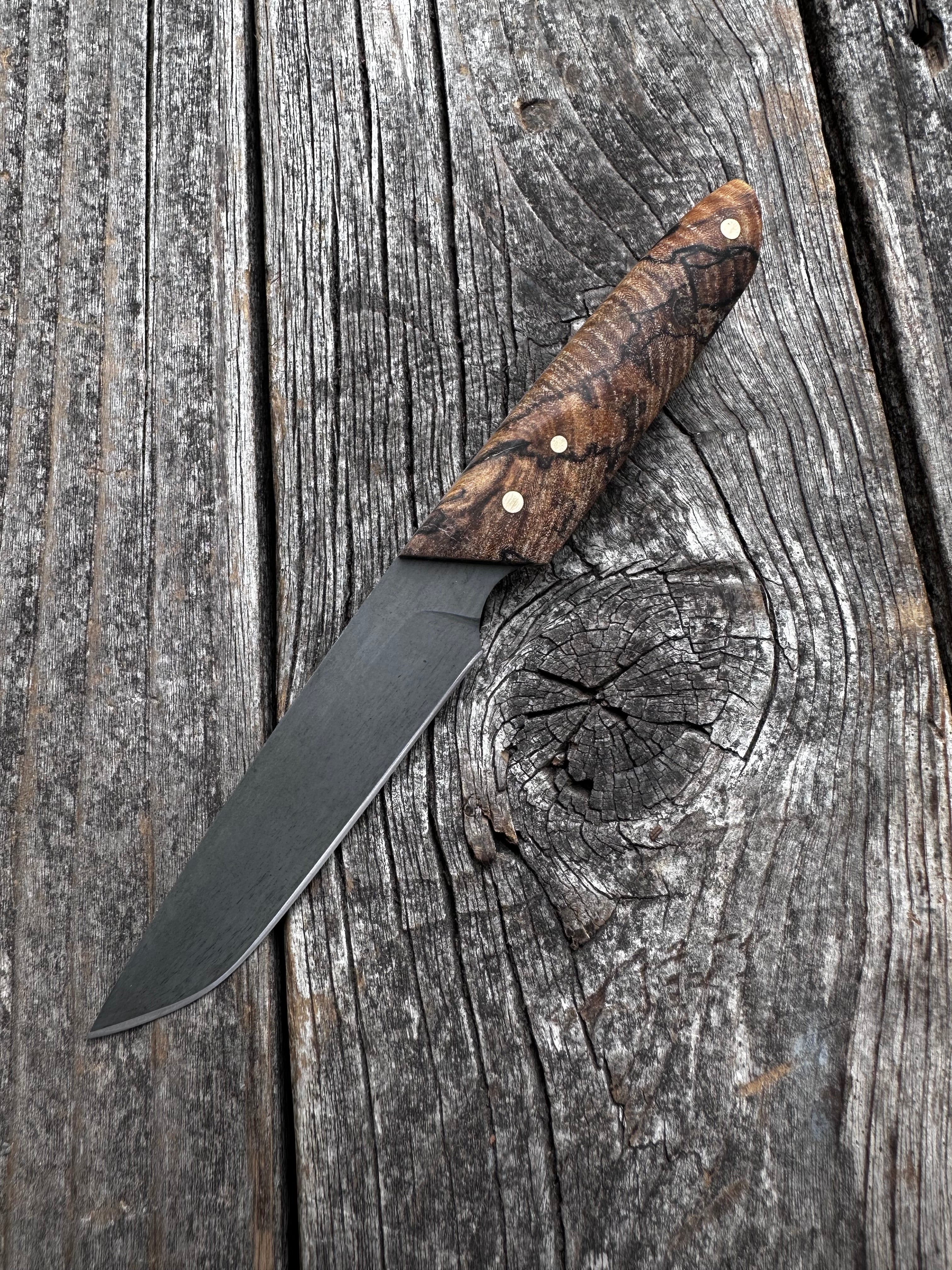 Ocelot Pocket EDC knife — Spalted Maple & Brass