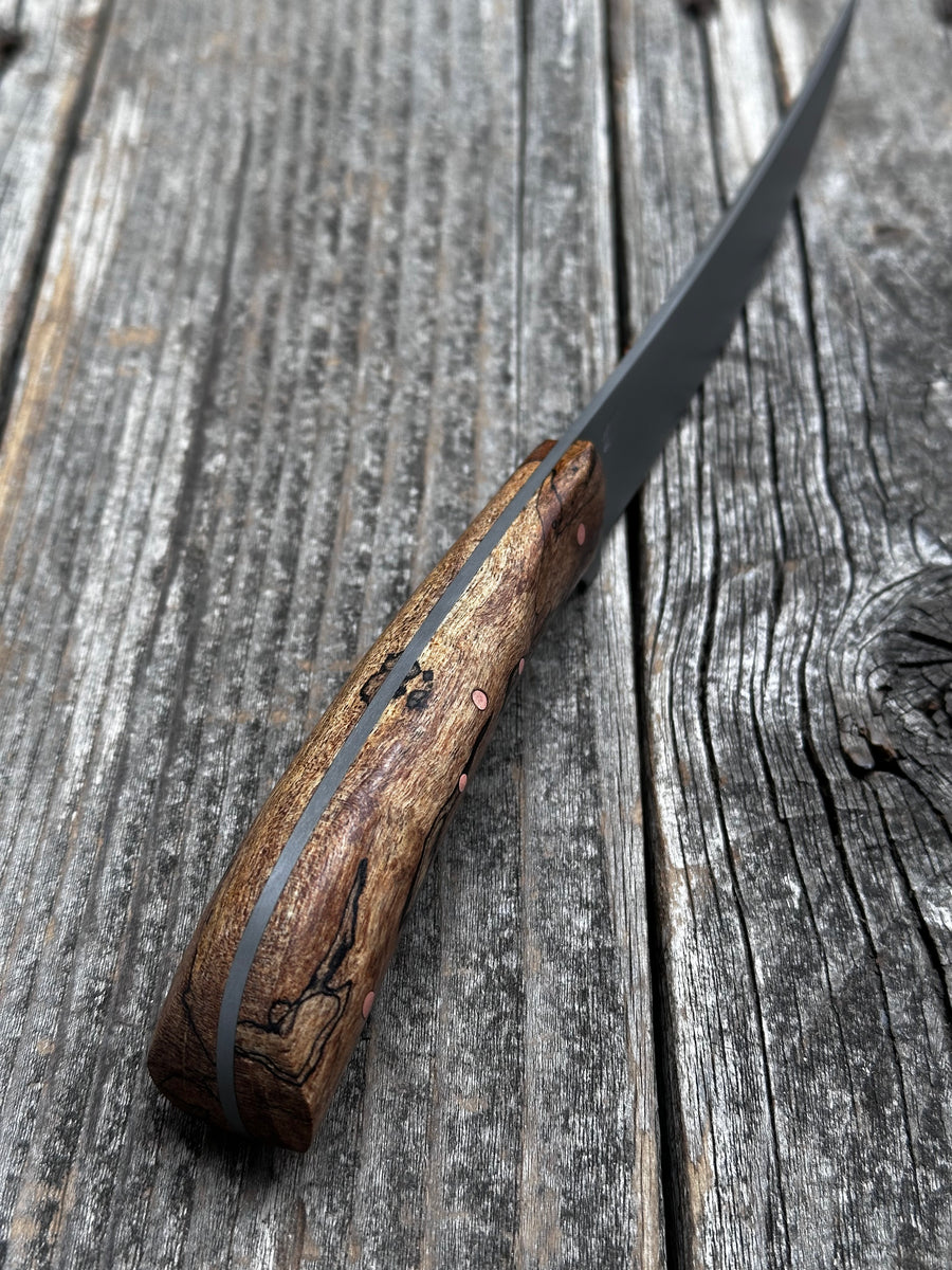 Mattei’s Boning/Fillet knife 6" — (Rigid) Spalted Maple & Brass