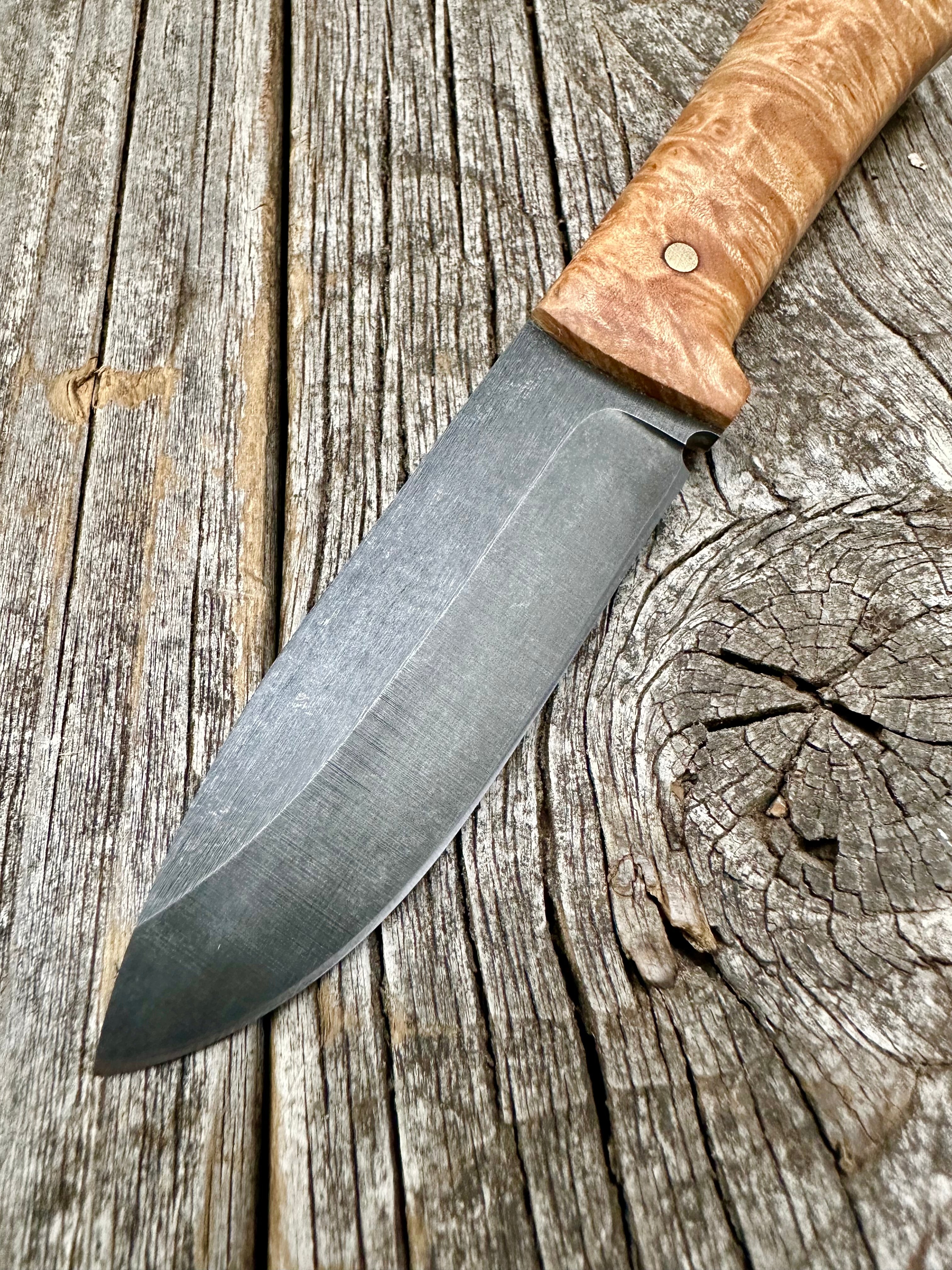 Survival Scout Knife — Maple Burl & Brass