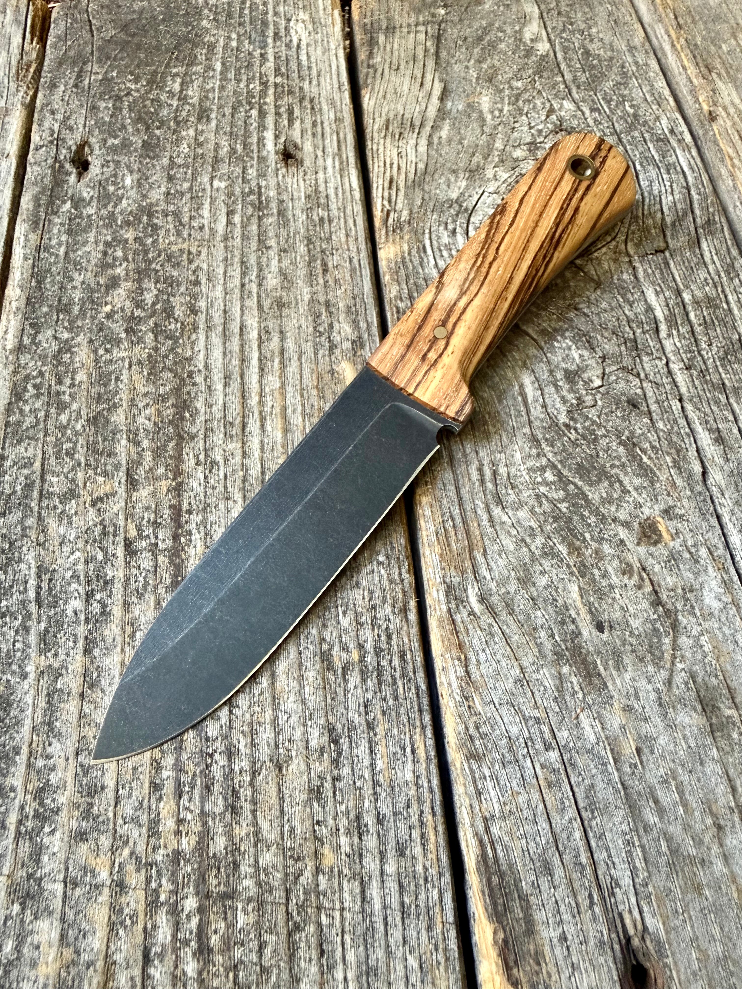 Long Scout Knife— Zebrawood & Brass