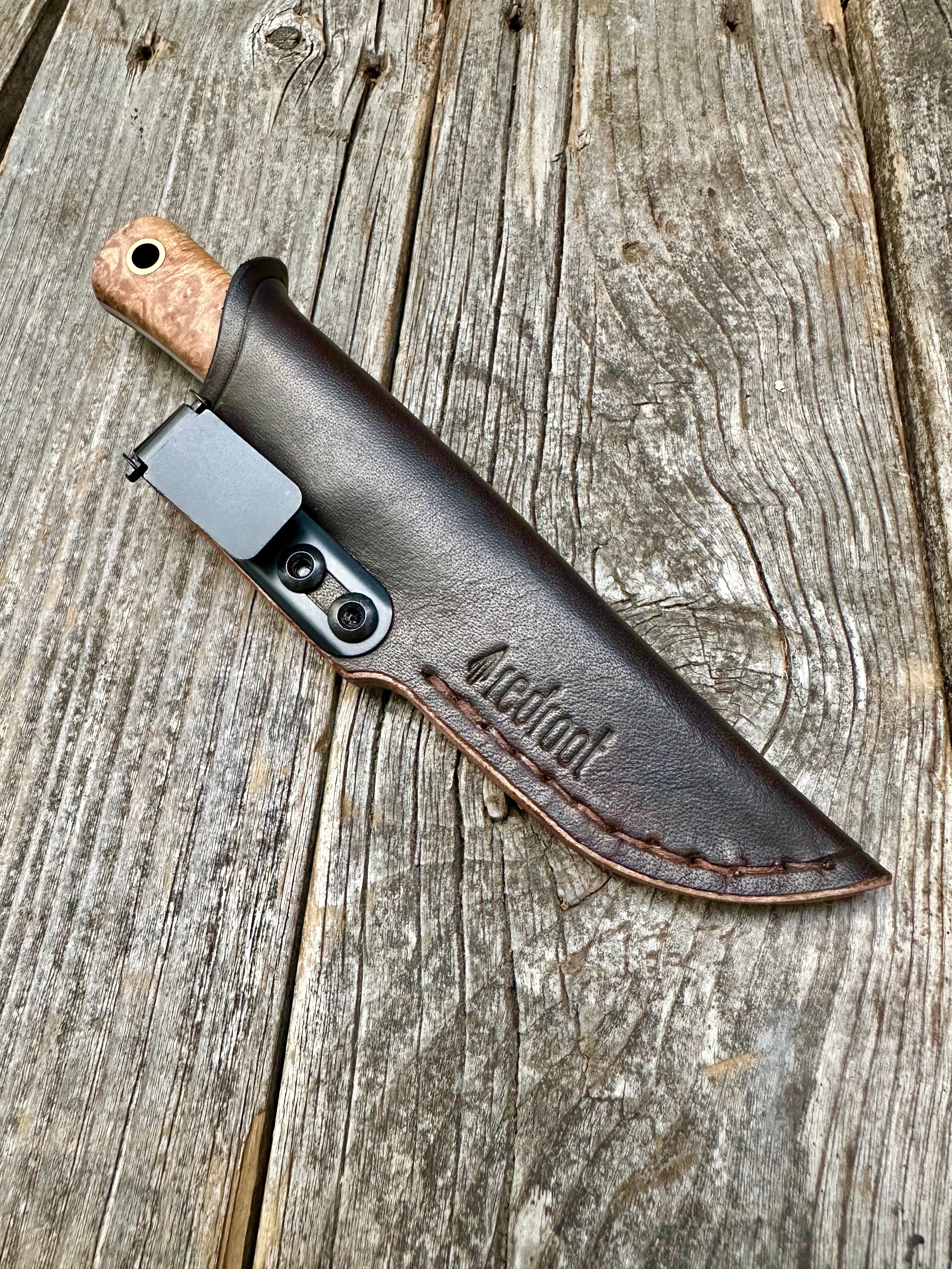 Survival Scout Knife — Maple Burl & Brass