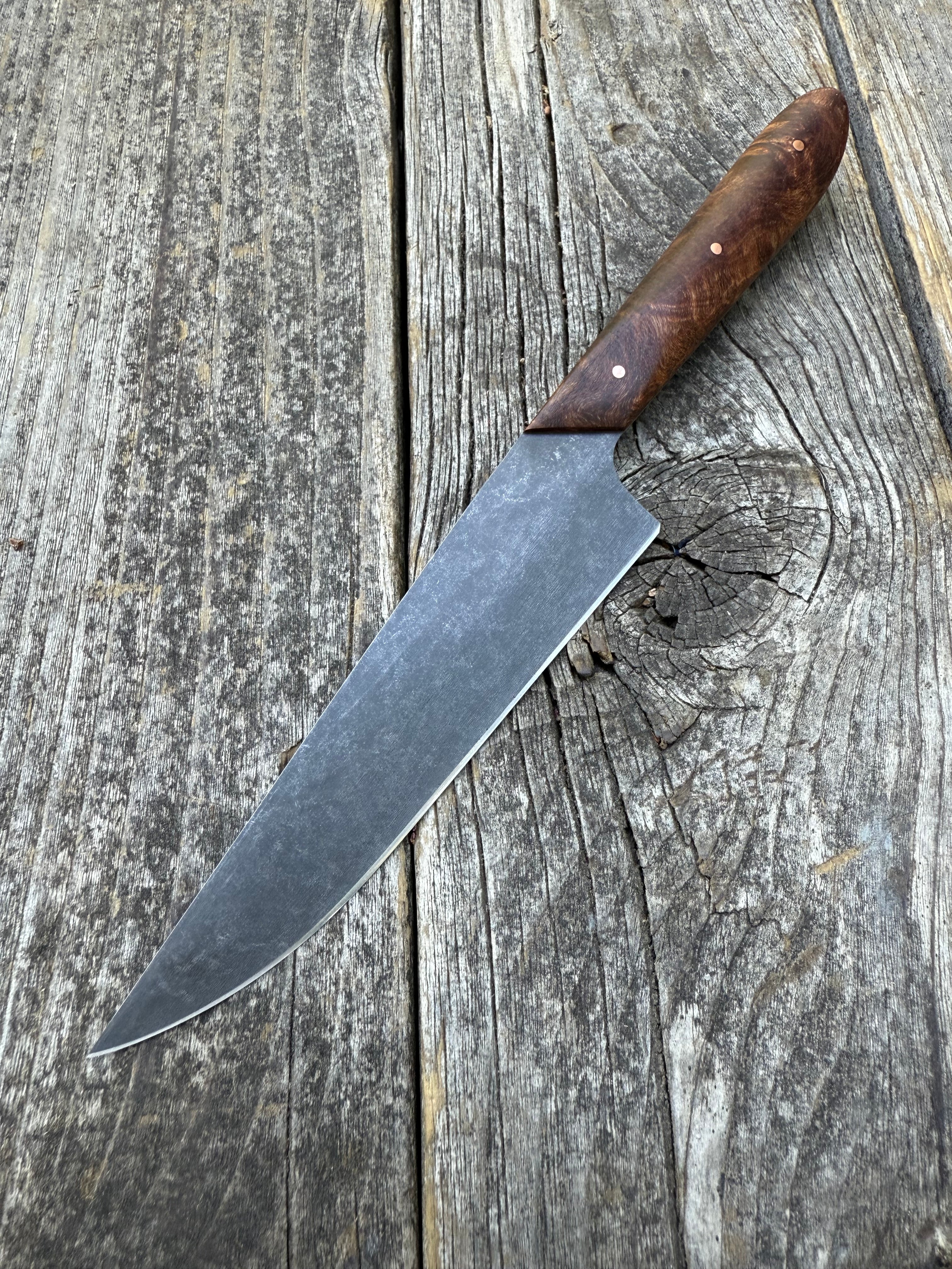 Western Kitchen Petty Knife — Ambrosia Maple Burl & Copper