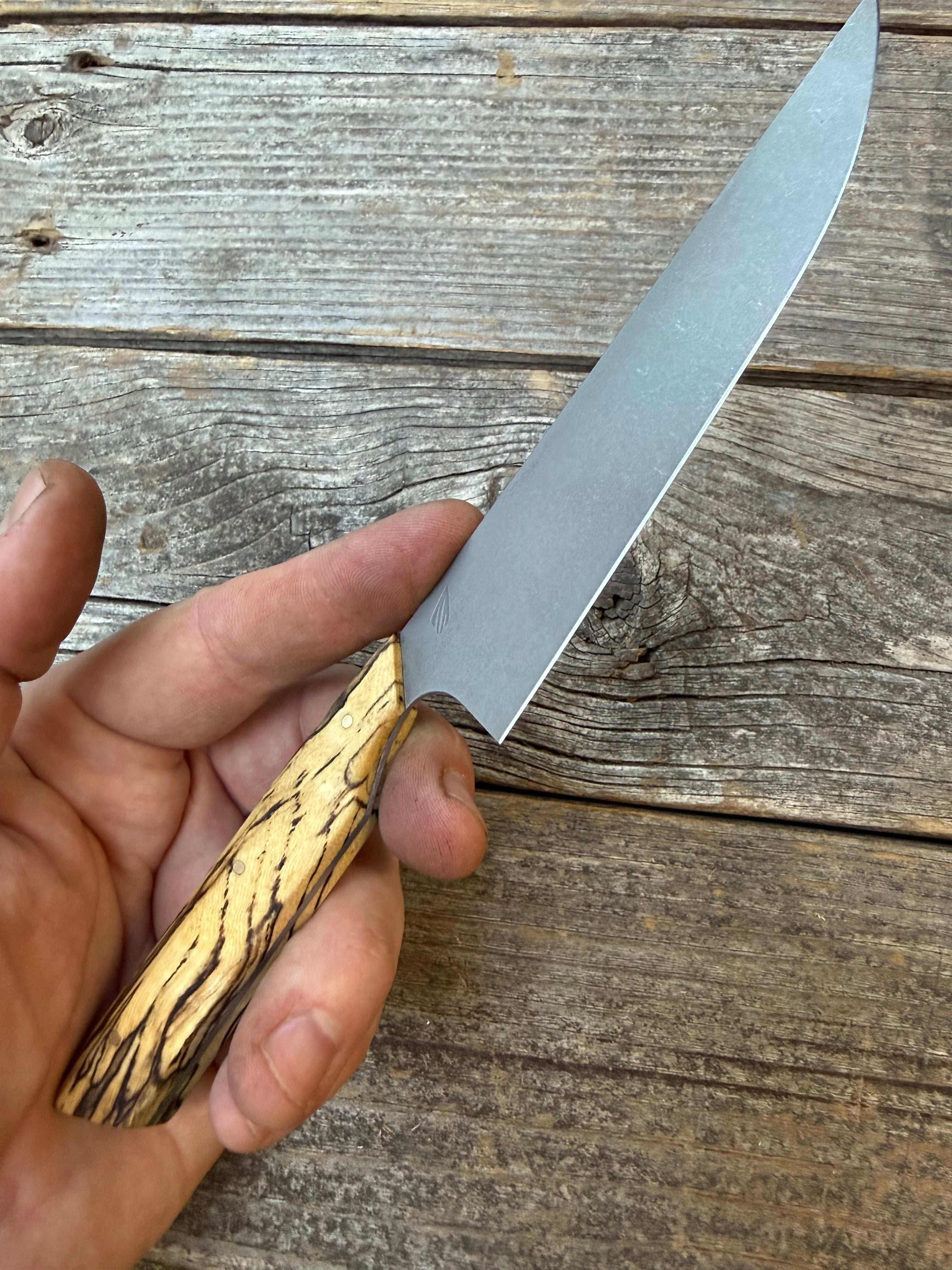 Prototype Kitchen Petty Knife — Spalted Hickory & Brass