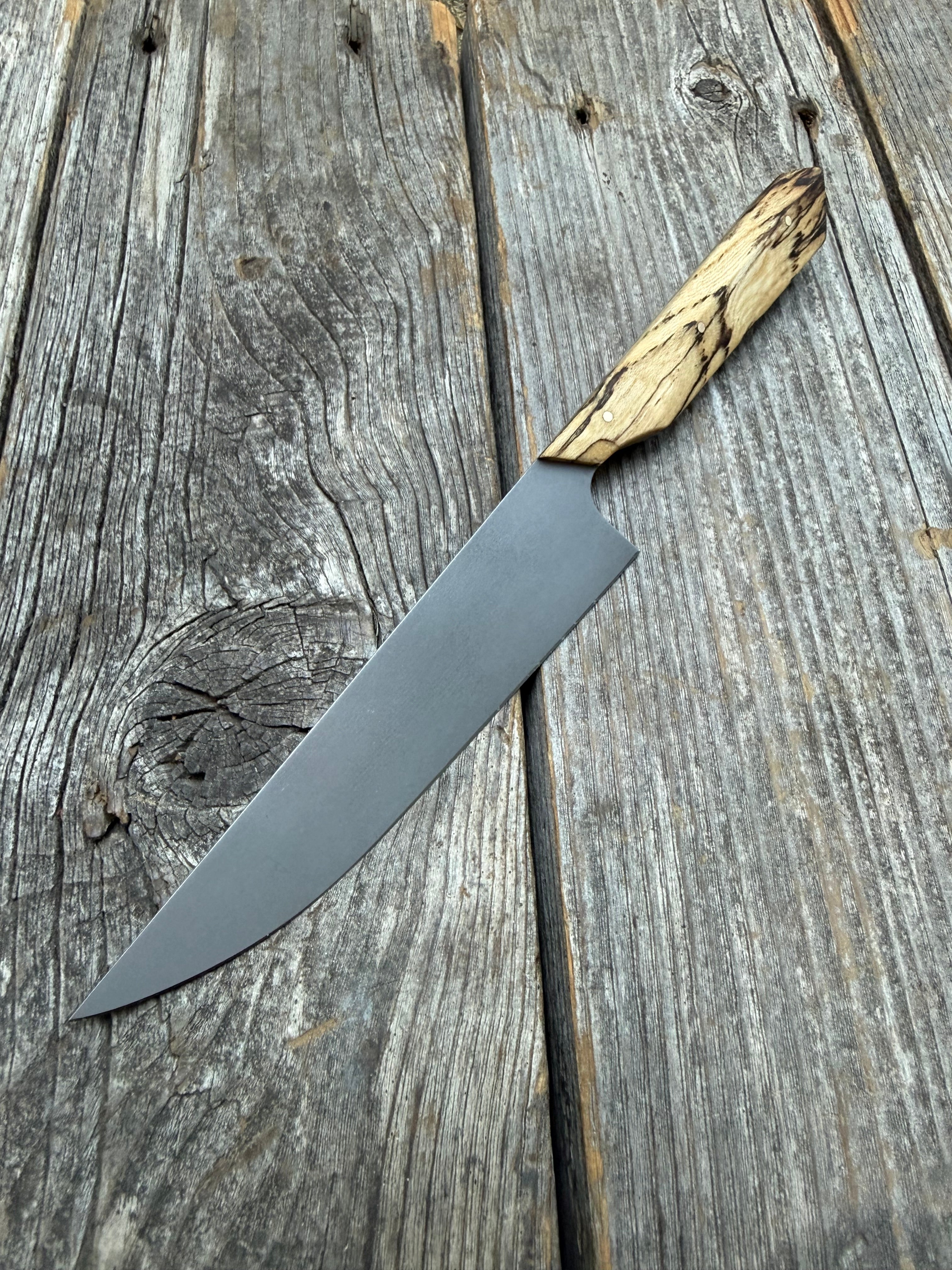Prototype Kitchen Petty Knife — Spalted Hickory & Brass