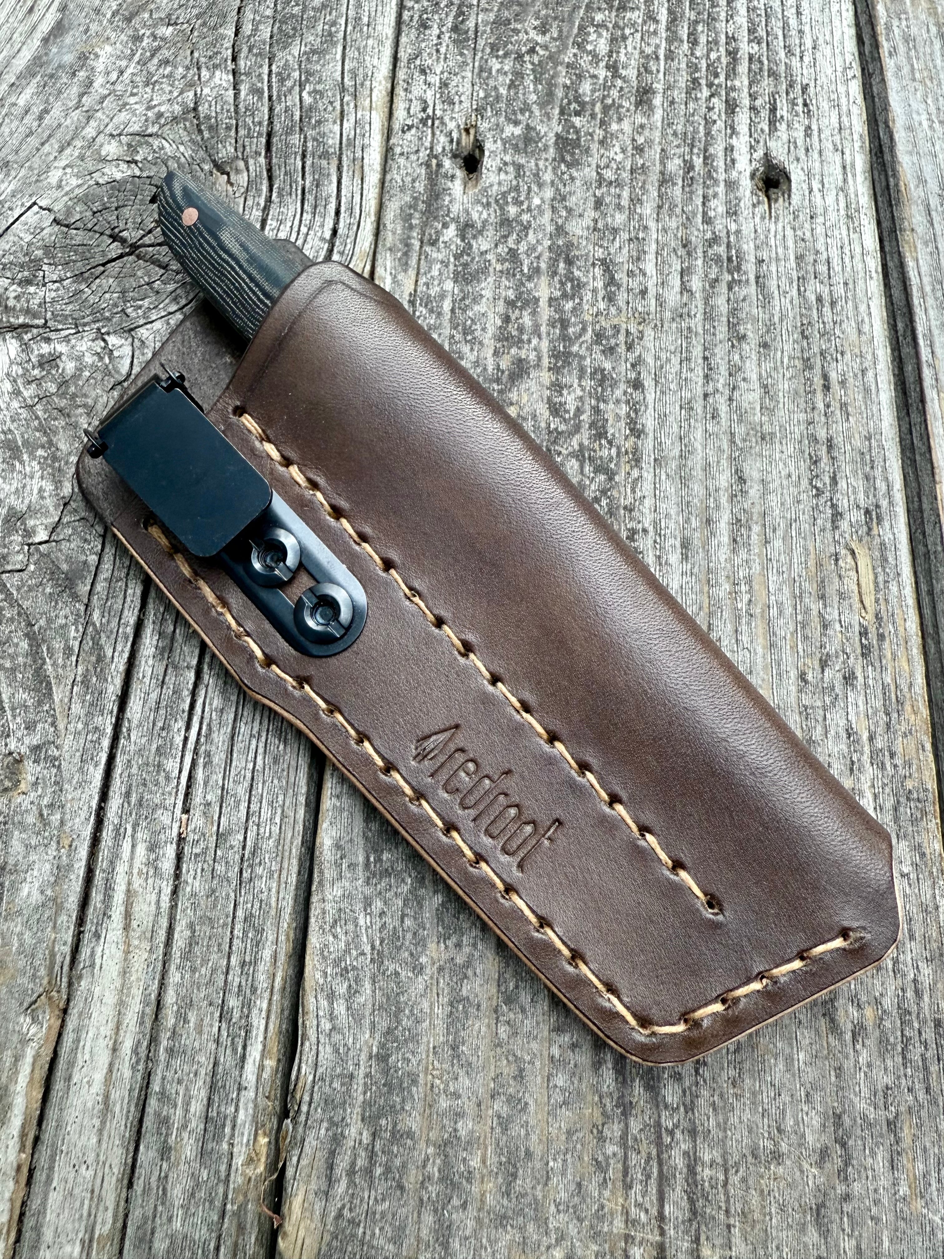 Ocelot Pocket EDC knife — Linen Micarta & copper