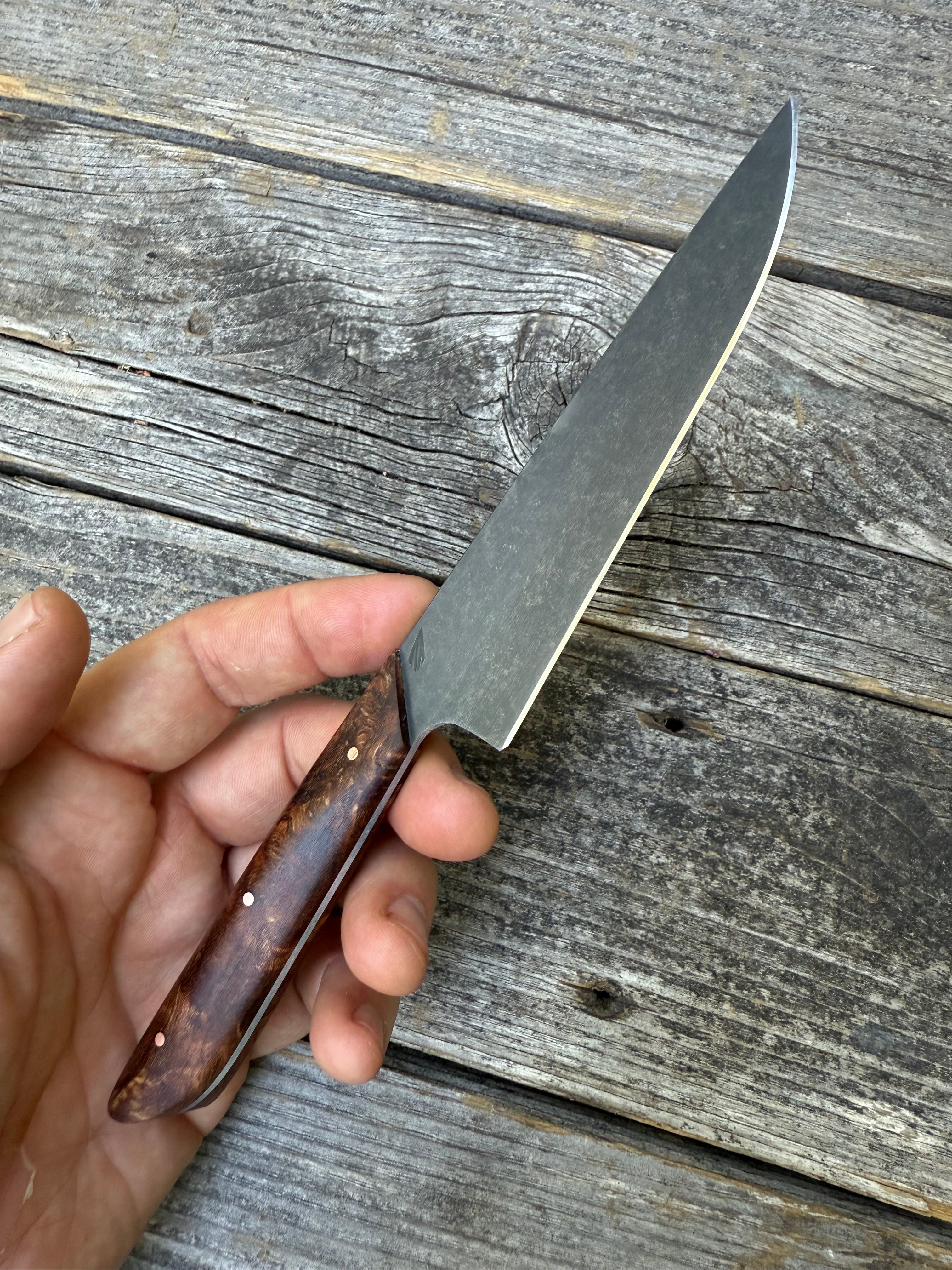 Western Kitchen Petty Knife — Ambrosia Maple Burl & Copper