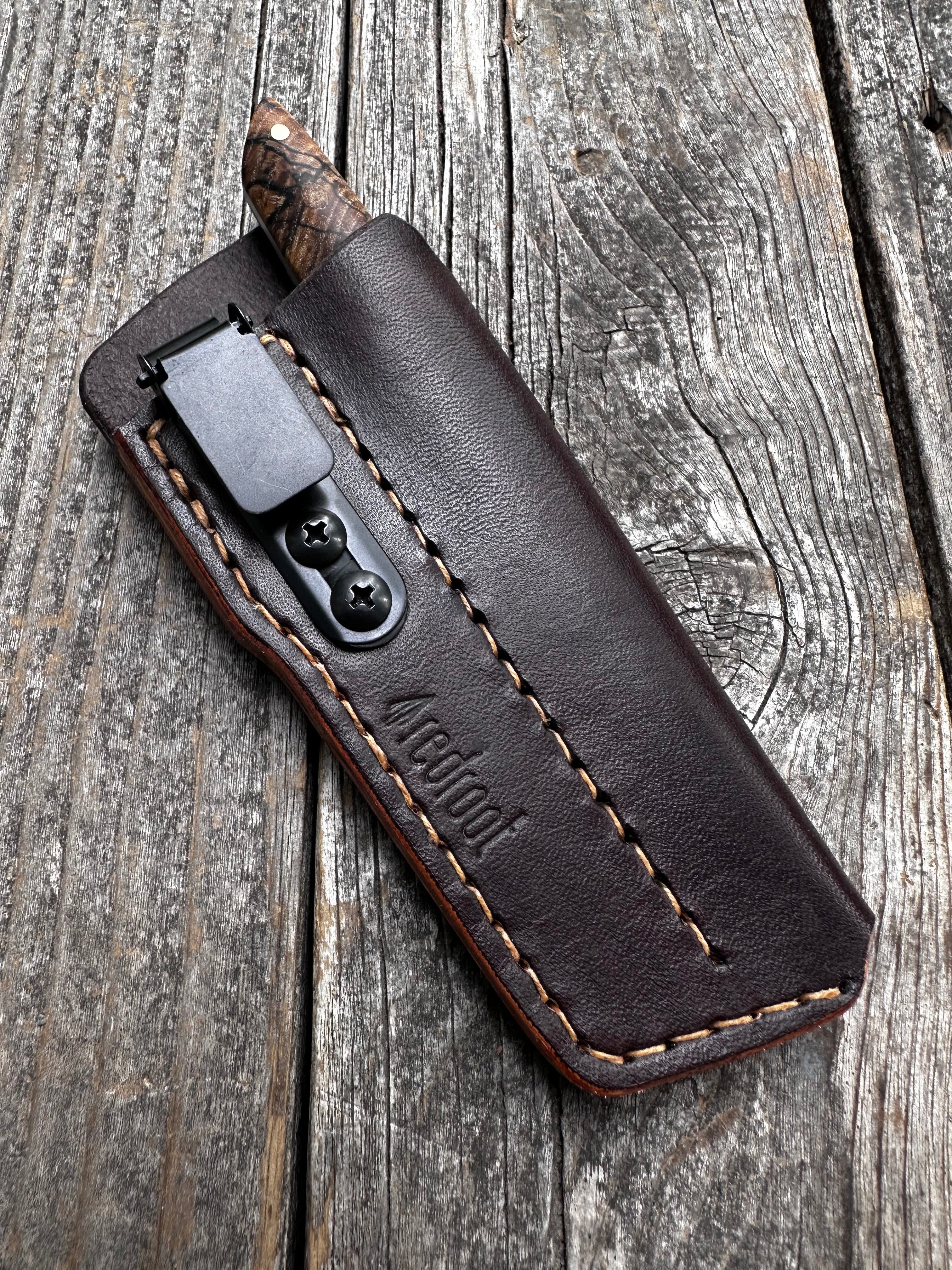 Ocelot Pocket EDC knife — Spalted Maple & Brass