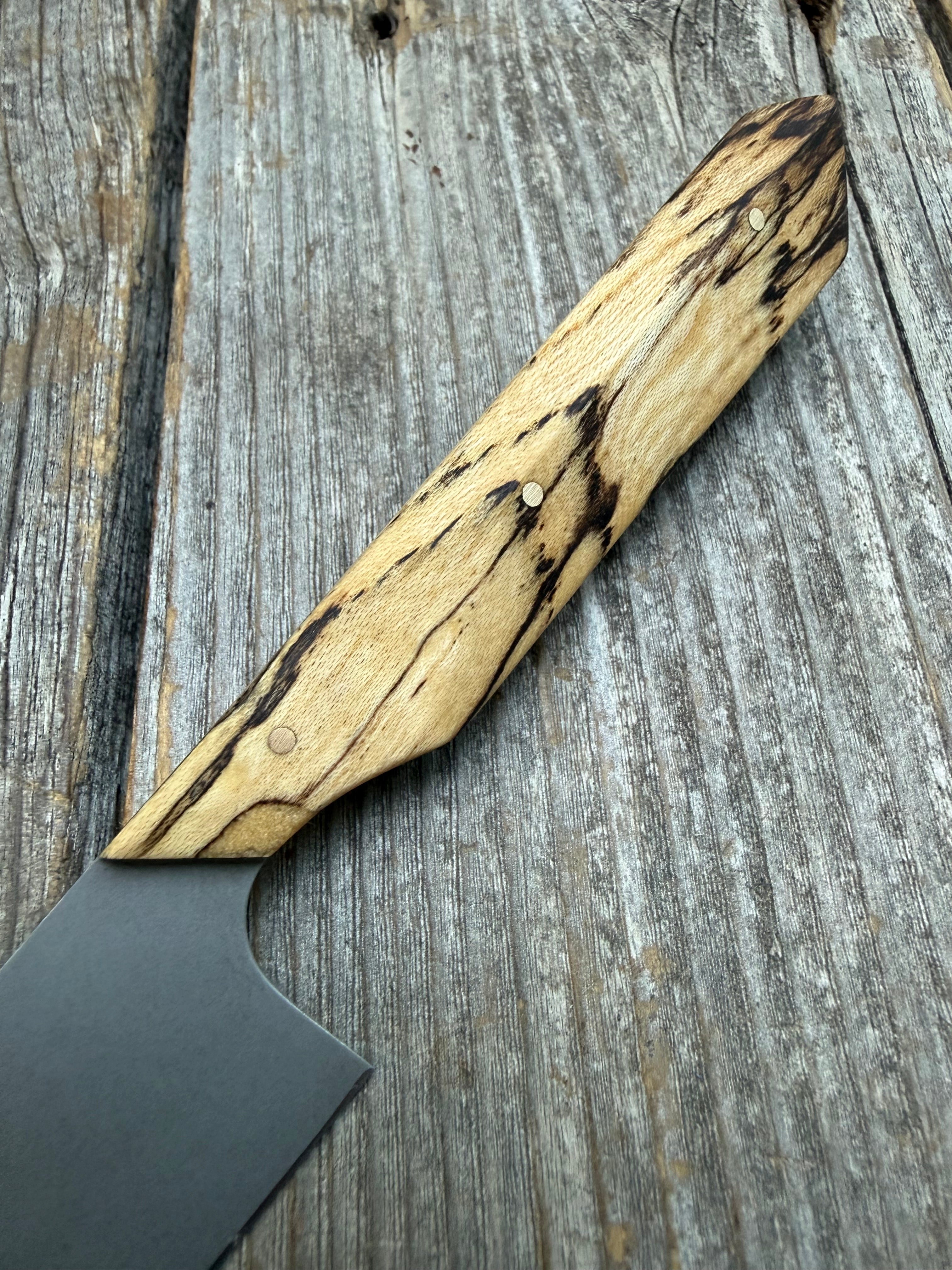 Prototype Kitchen Petty Knife — Spalted Hickory & Brass