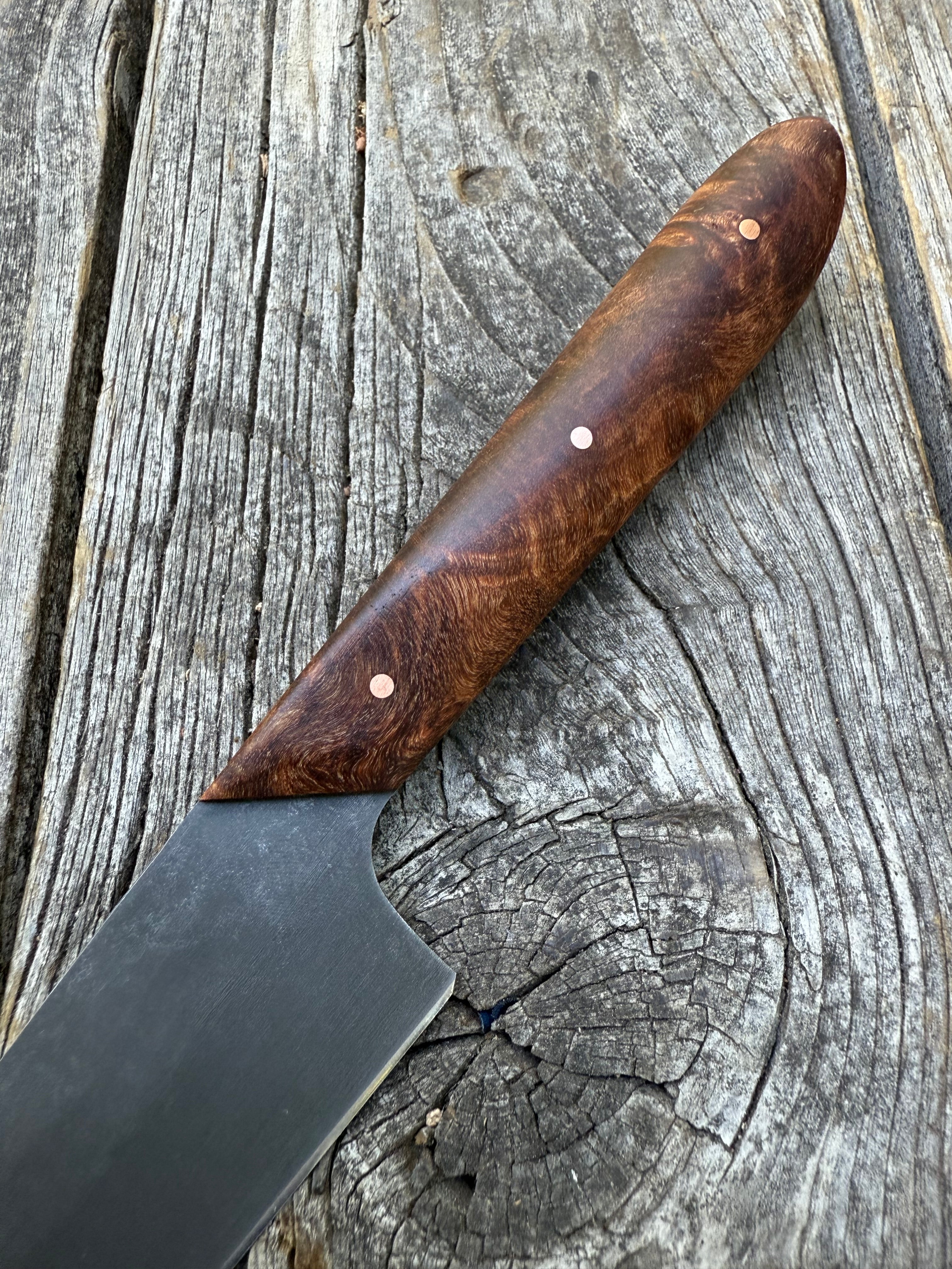 Western Kitchen Petty Knife — Ambrosia Maple Burl & Copper