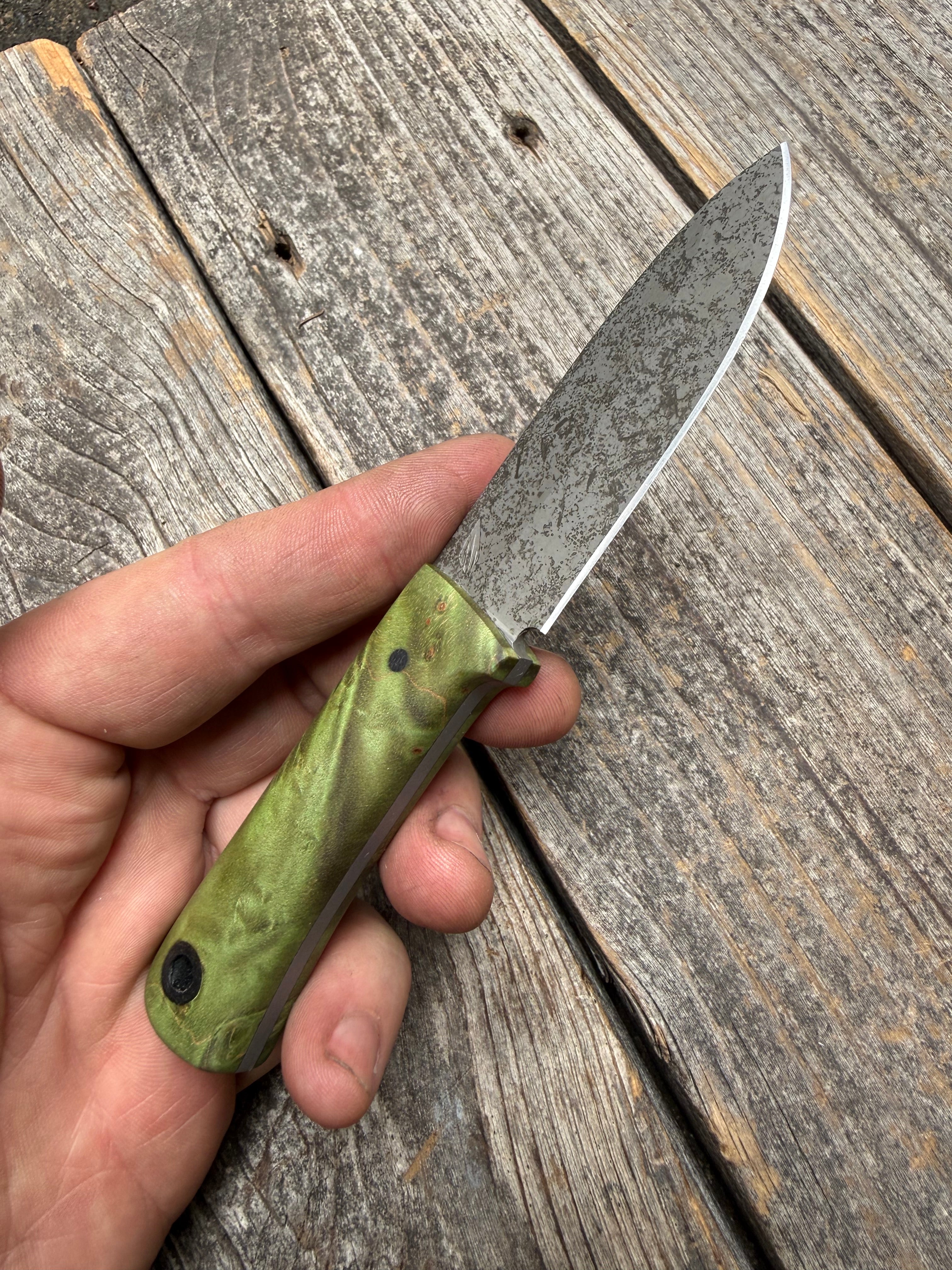 Survival Scout Knife — Maple Burl & Linen