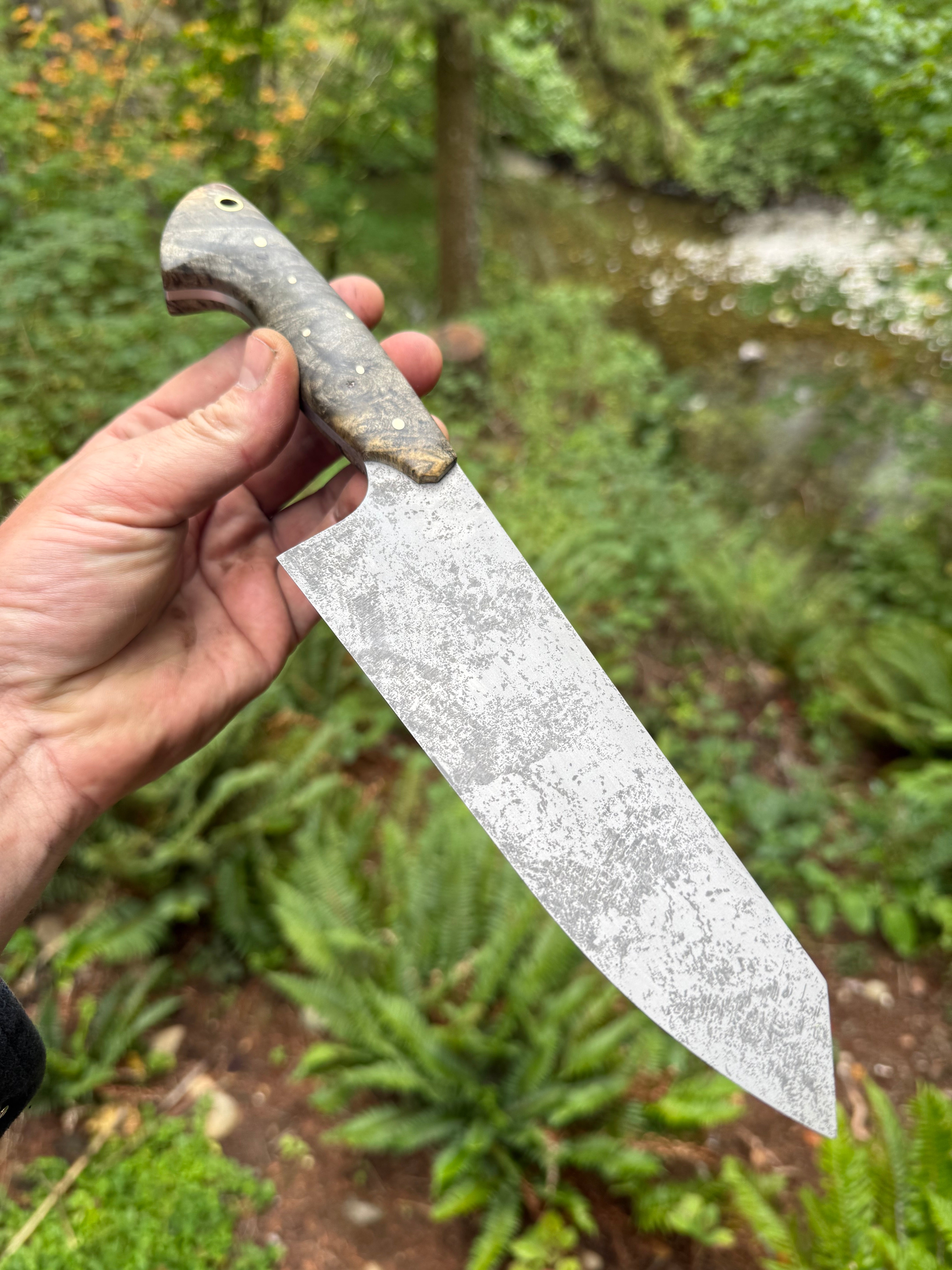 S-Ground Chef’s Knife— Buckeye Burl & Brass