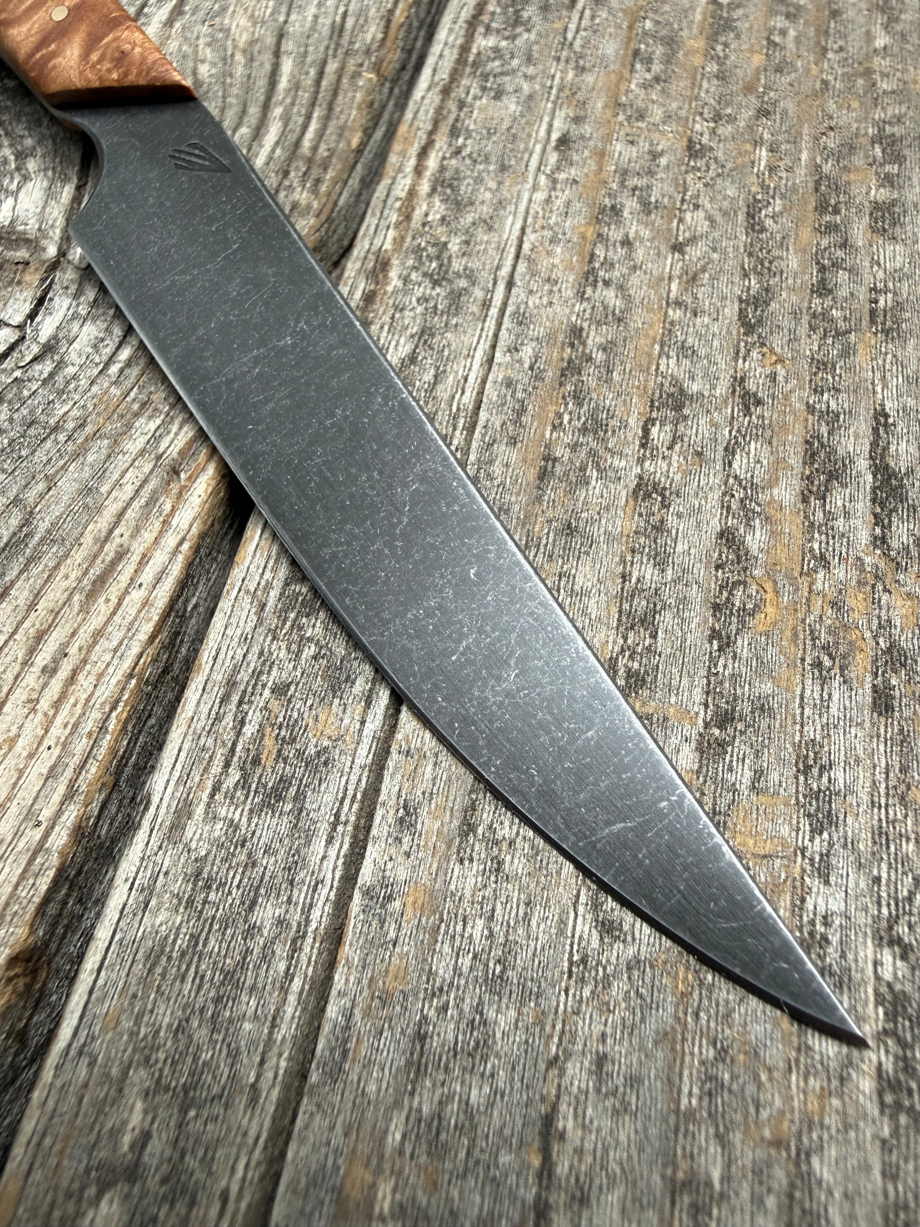 Western Paring Knife 3.75" —  Maple Burl & Brass