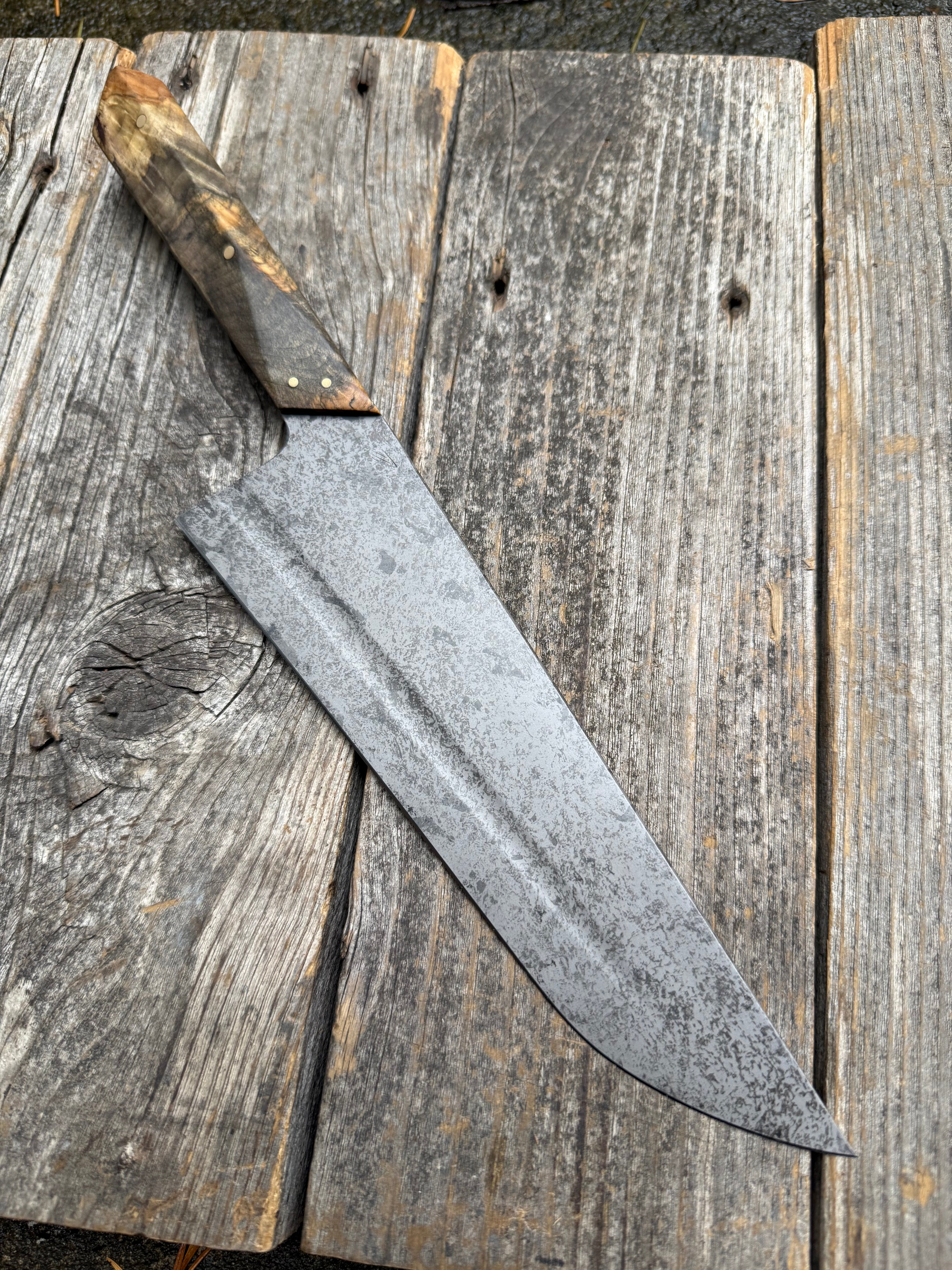 Prototype 8” Chef — Buckeye Burl & Brass