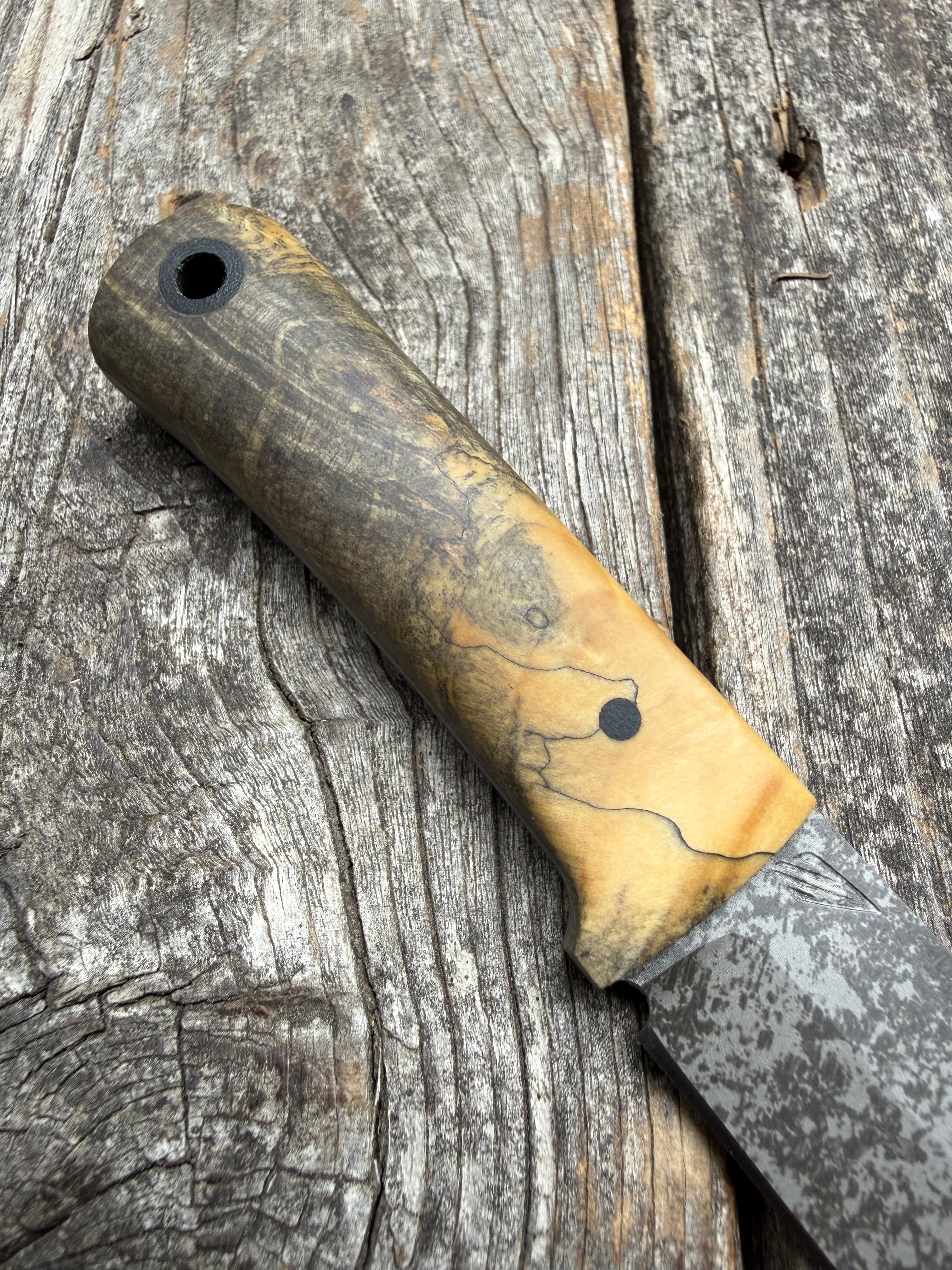 Survival Scout Knife — Spalted Buckeye & Linen