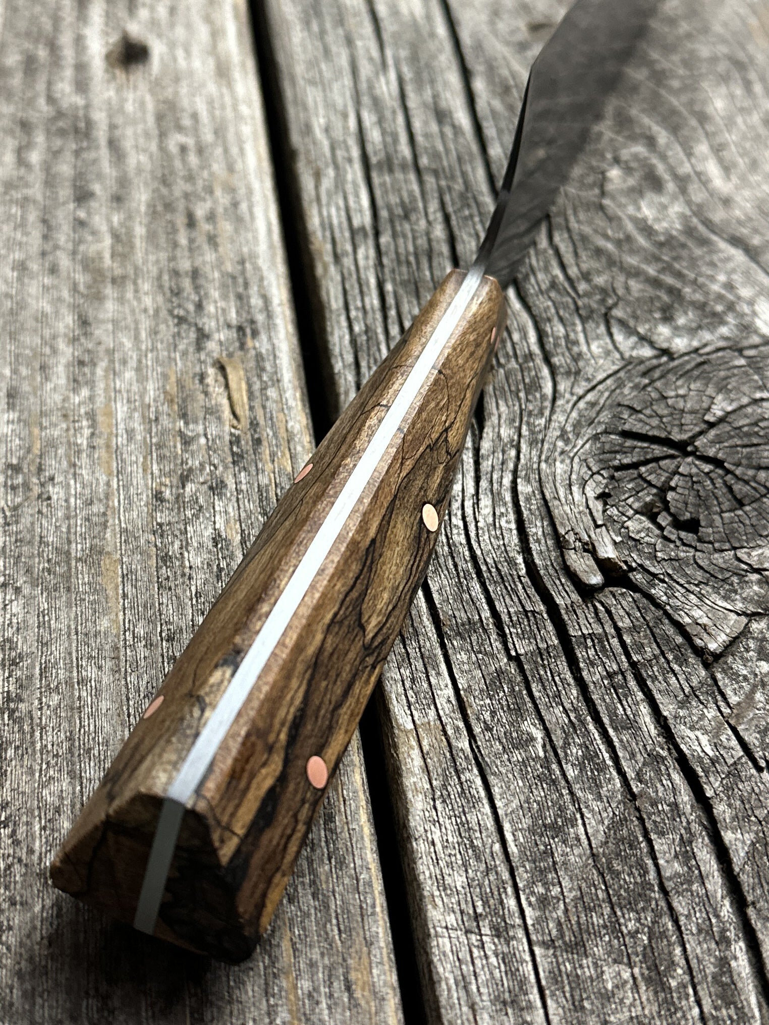 Prototype 6” Mini-Chef — Spalted Maple Burl & Copper