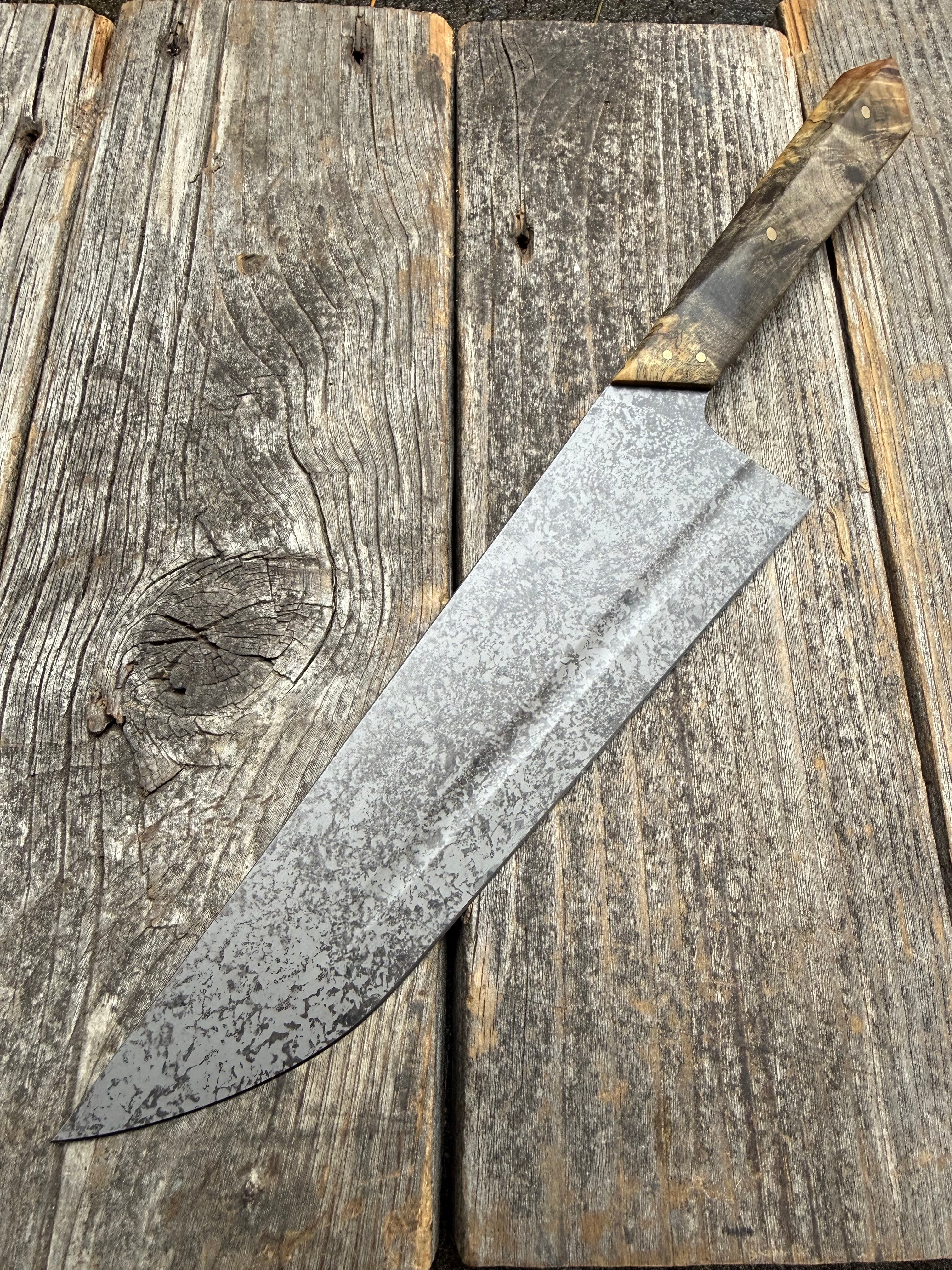 Prototype 8” Chef — Buckeye Burl & Brass