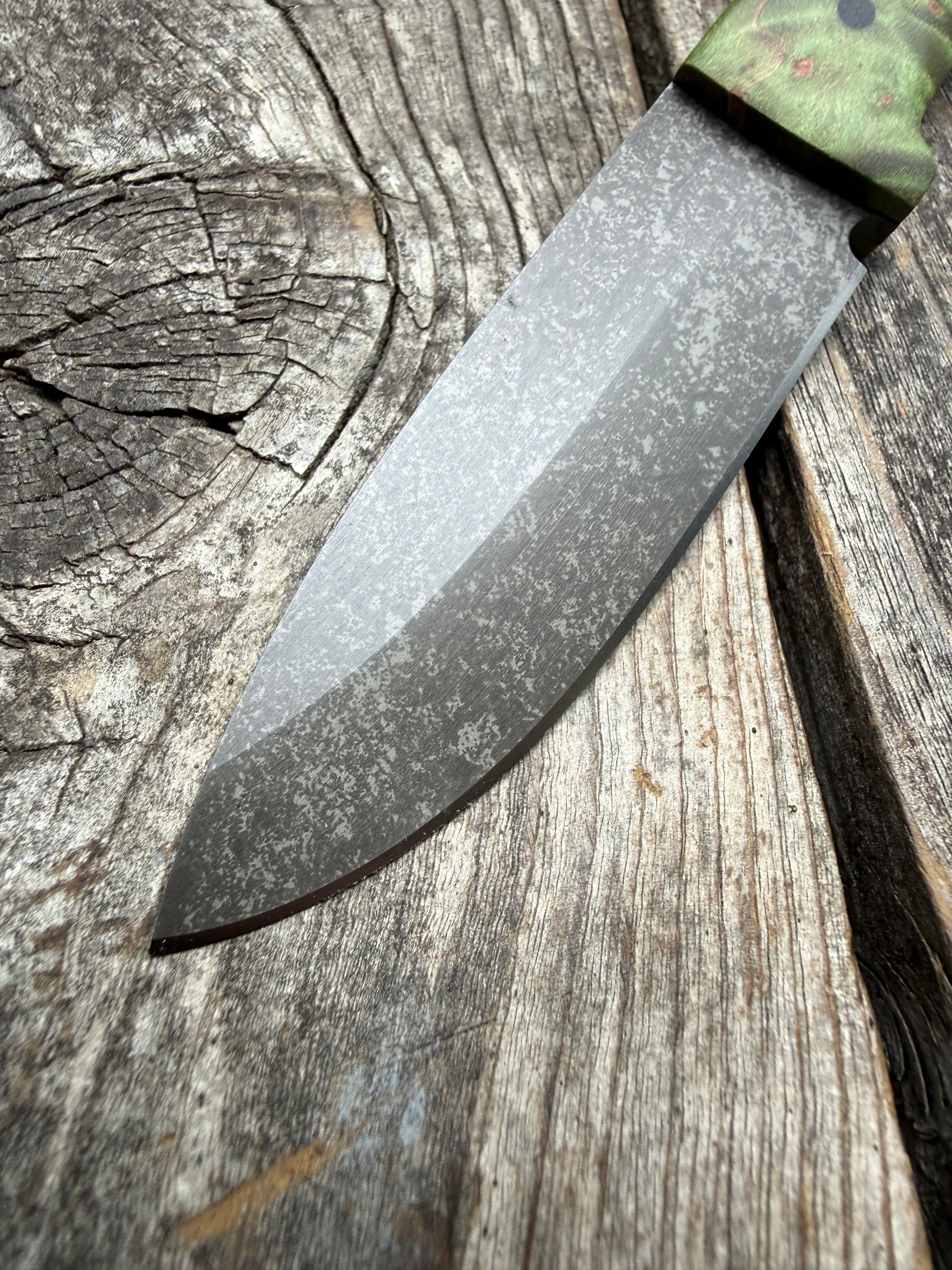 Survival Scout Knife — Maple Burl & Linen