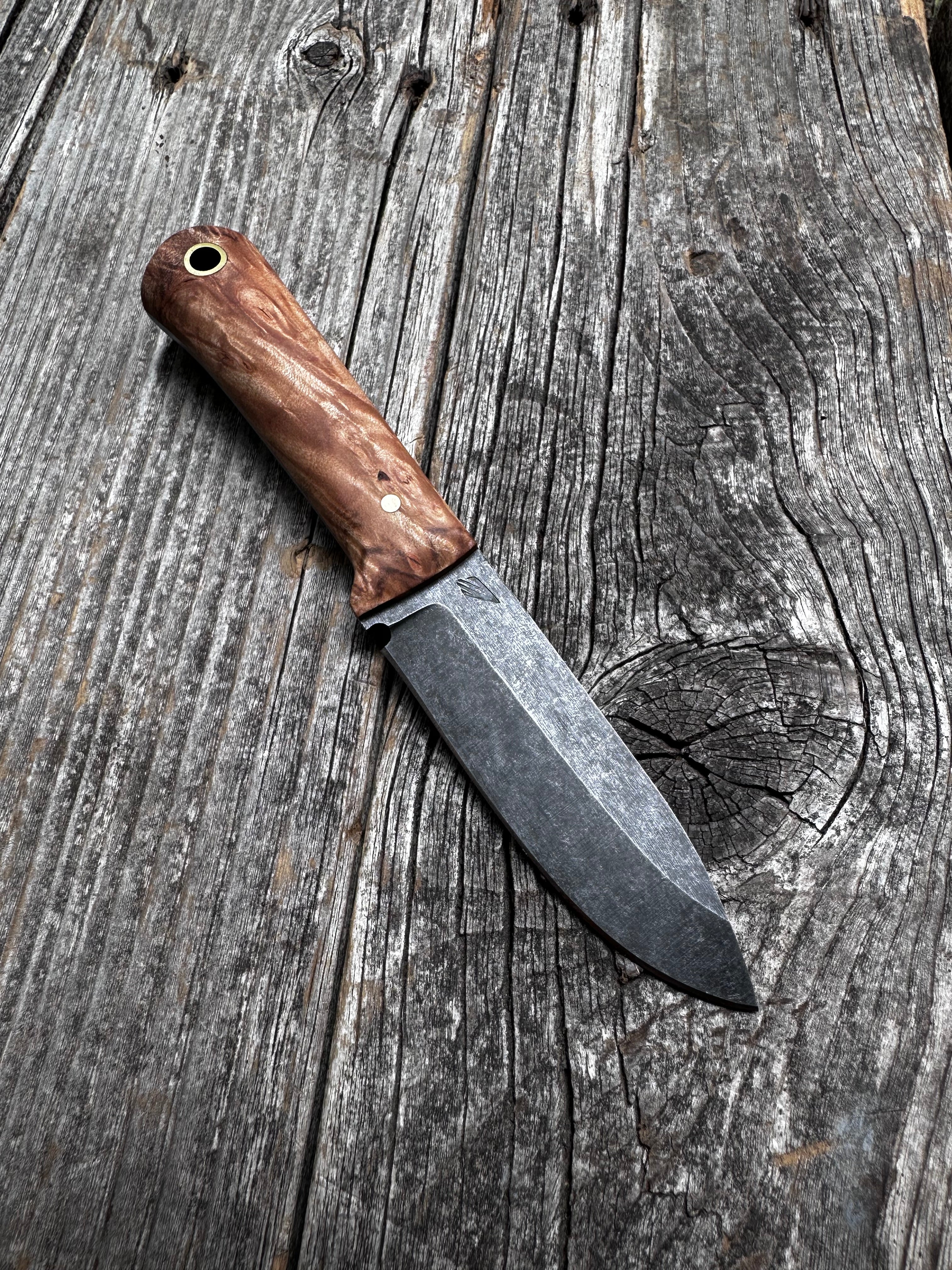 Mountain Scout Knife — Maple Burl & Brass