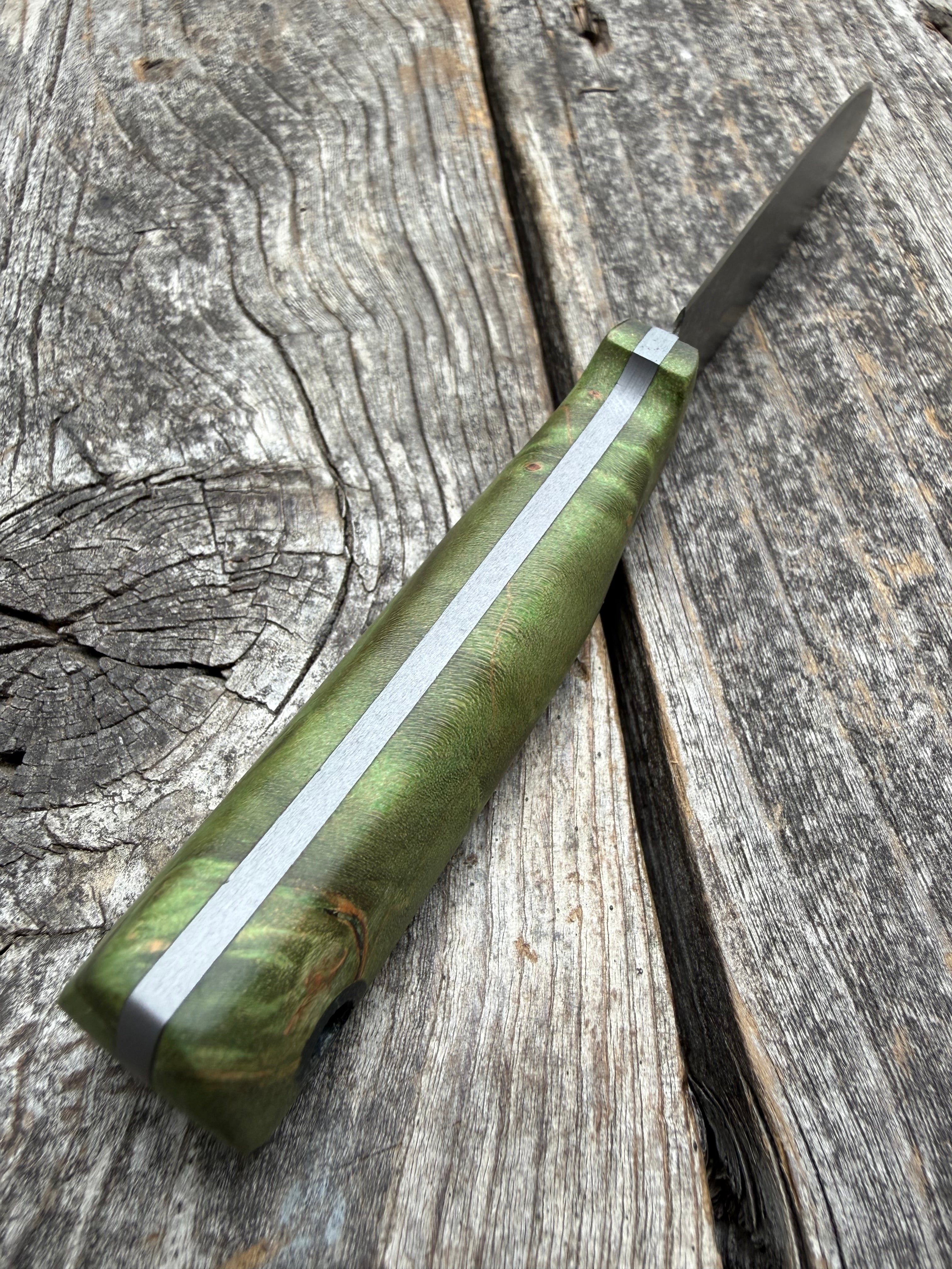 Survival Scout Knife — Maple Burl & Linen
