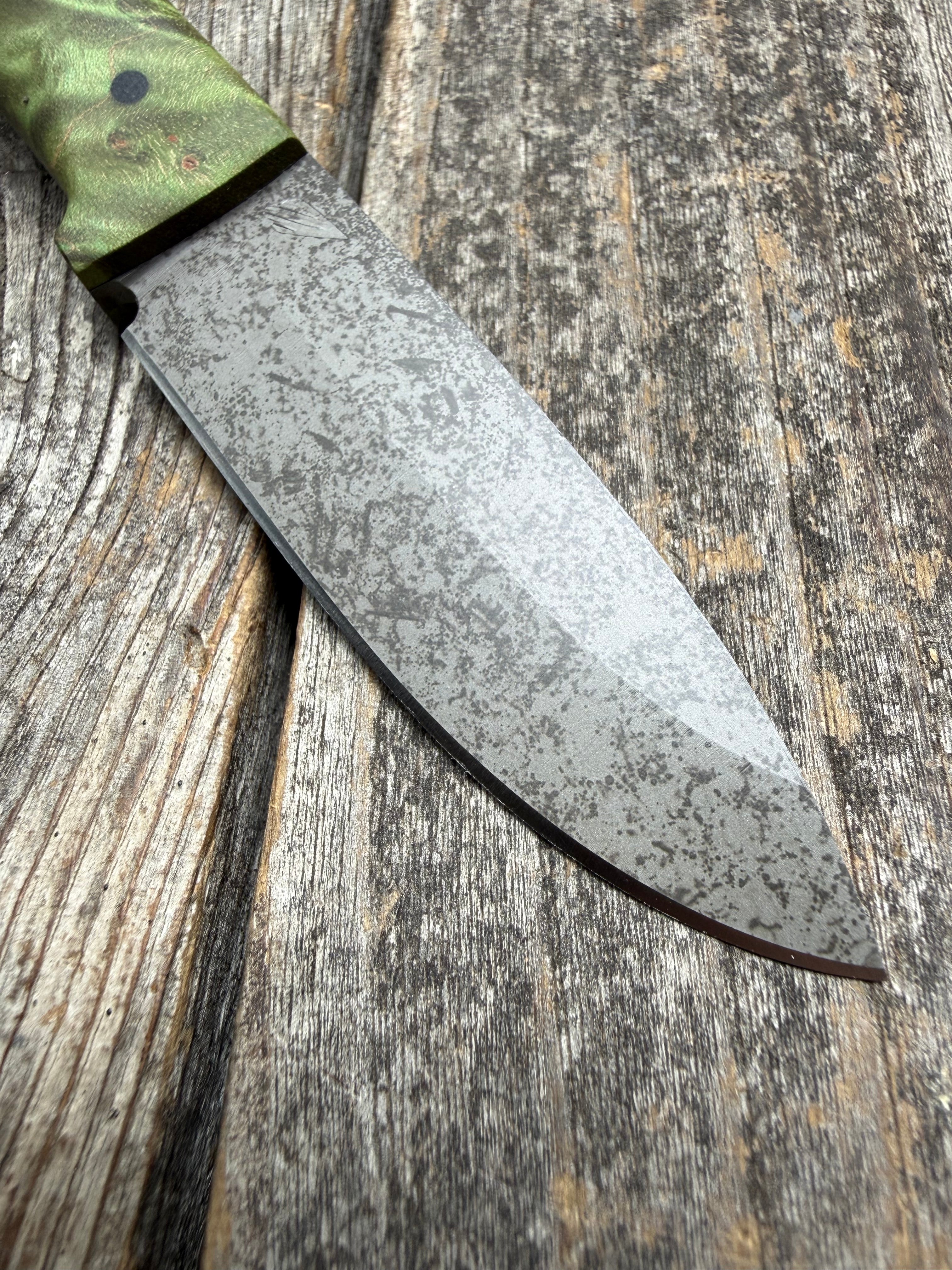 Survival Scout Knife — Maple Burl & Linen