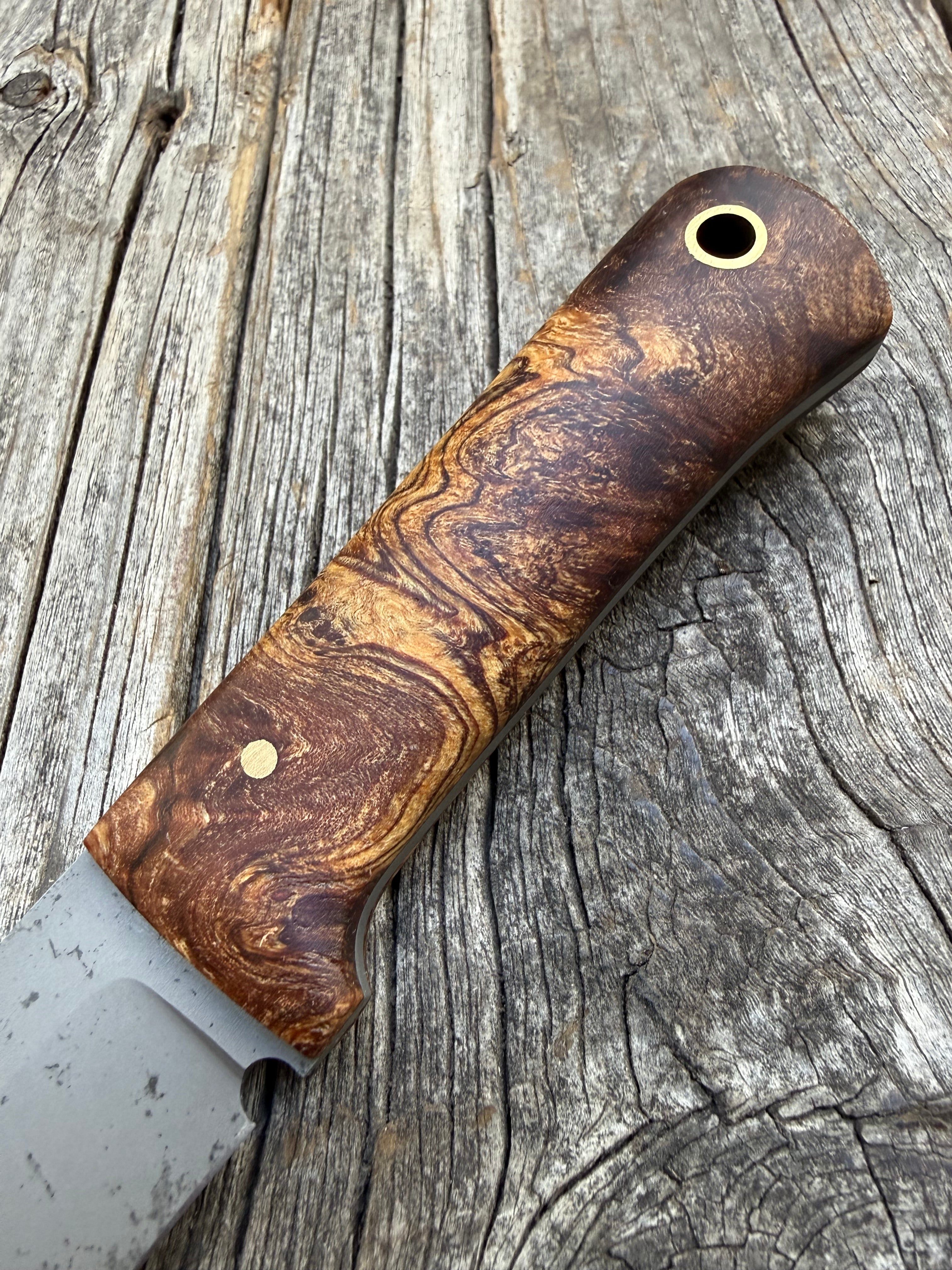 Long Scout Knife— Ambrosia Maple & Brass