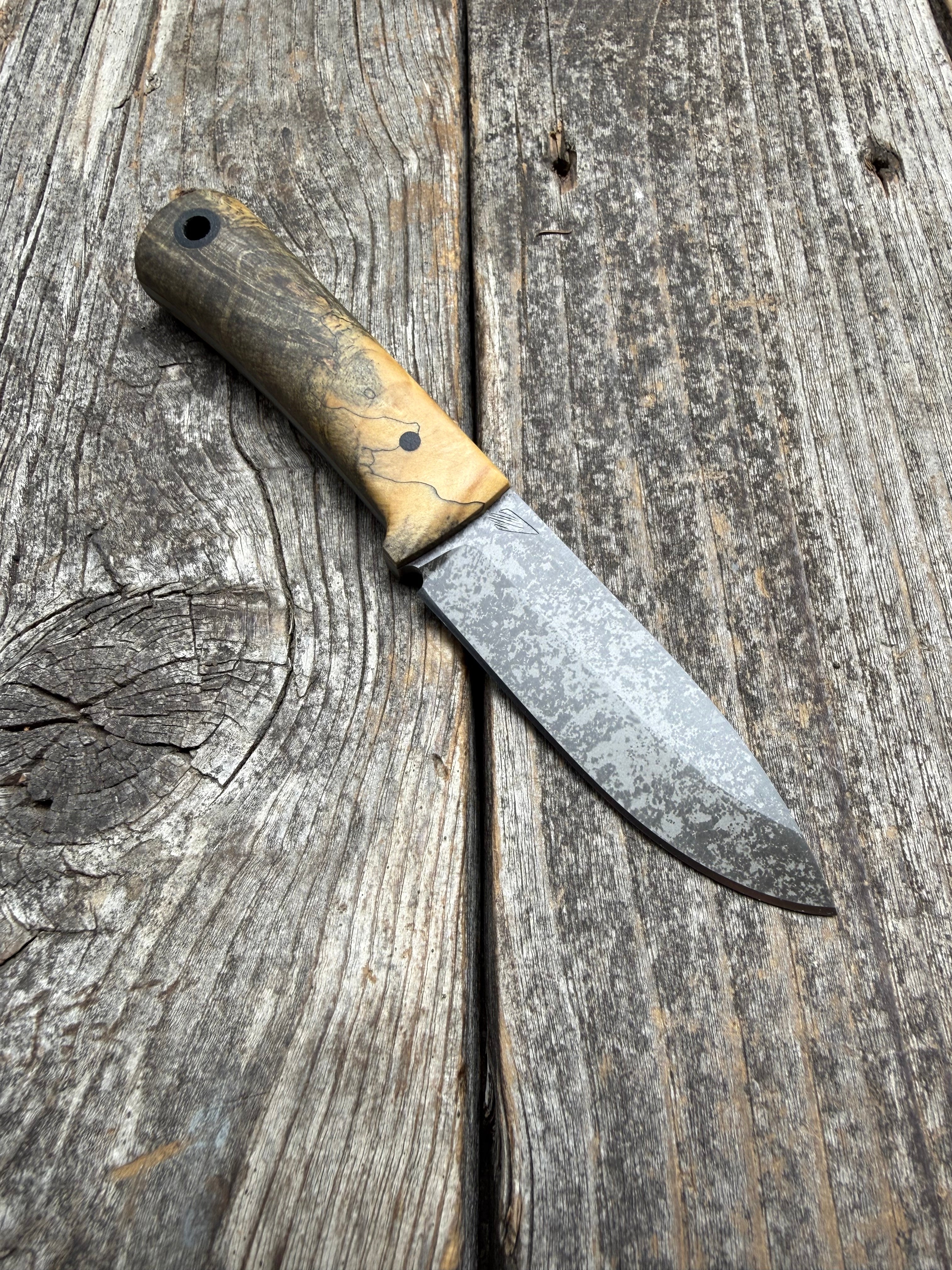 Survival Scout Knife — Spalted Buckeye & Linen