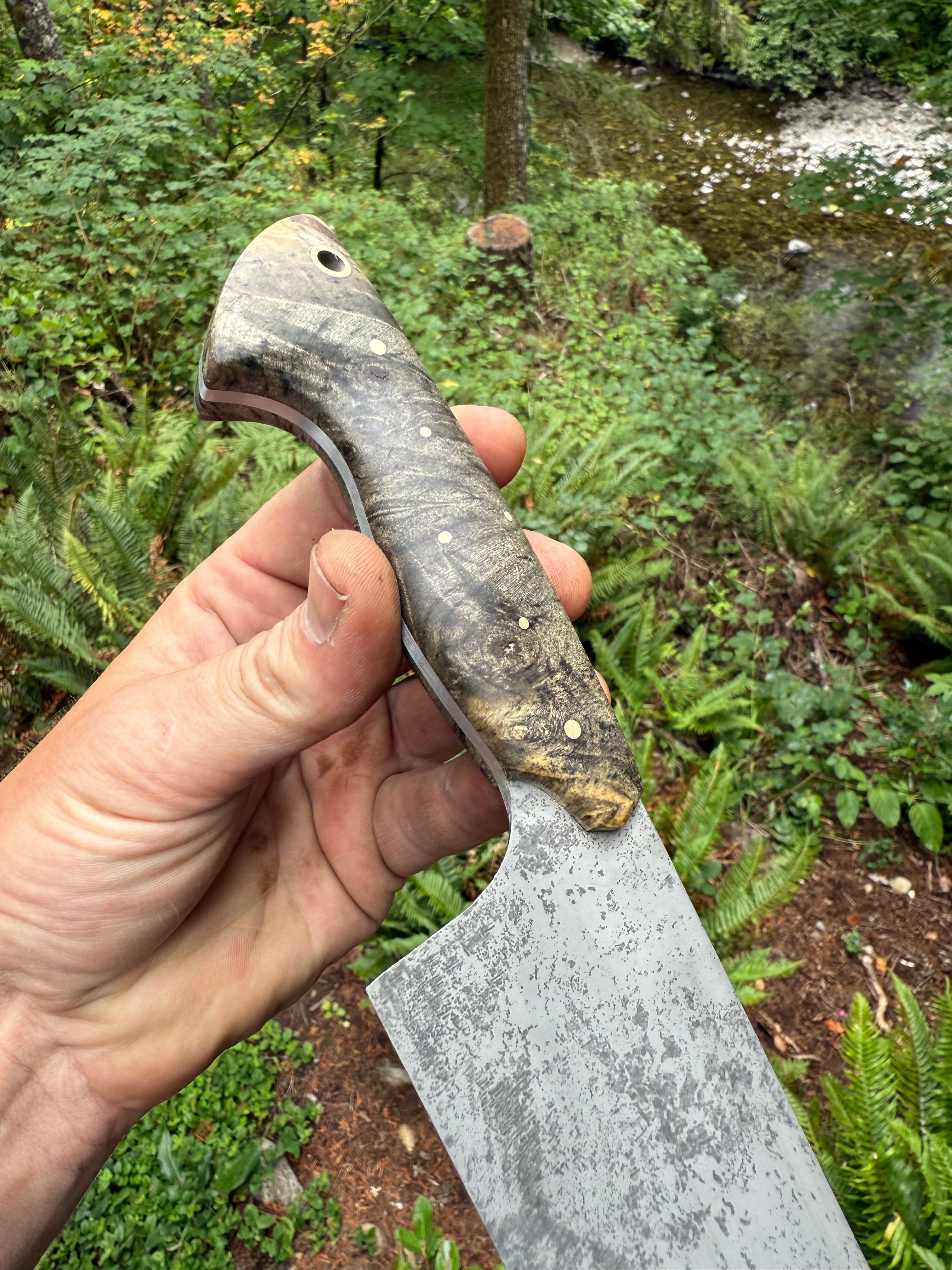 S-Ground Chef’s Knife— Buckeye Burl & Brass