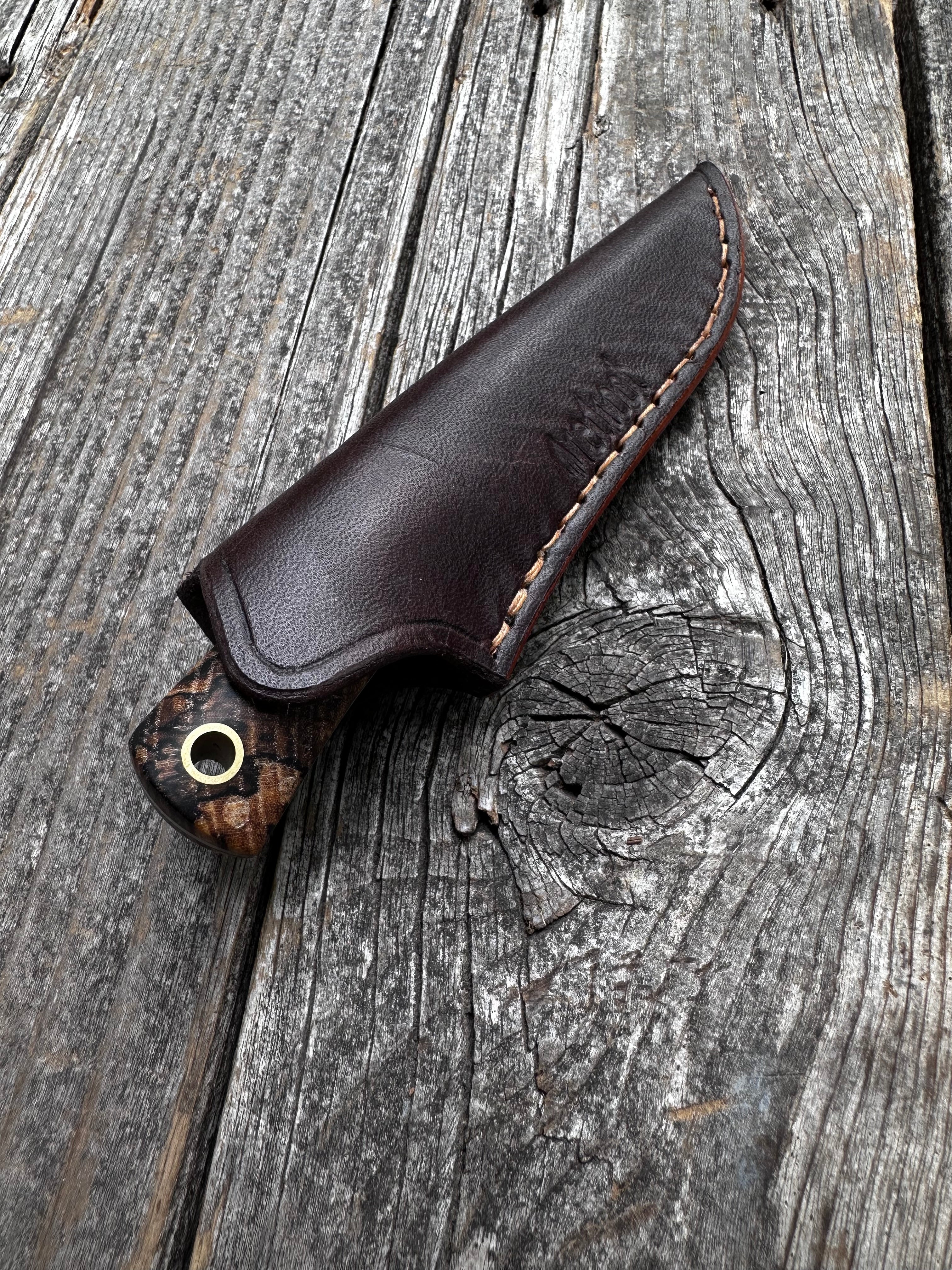 Survival Scout Knife — Spalted Maple & Brass